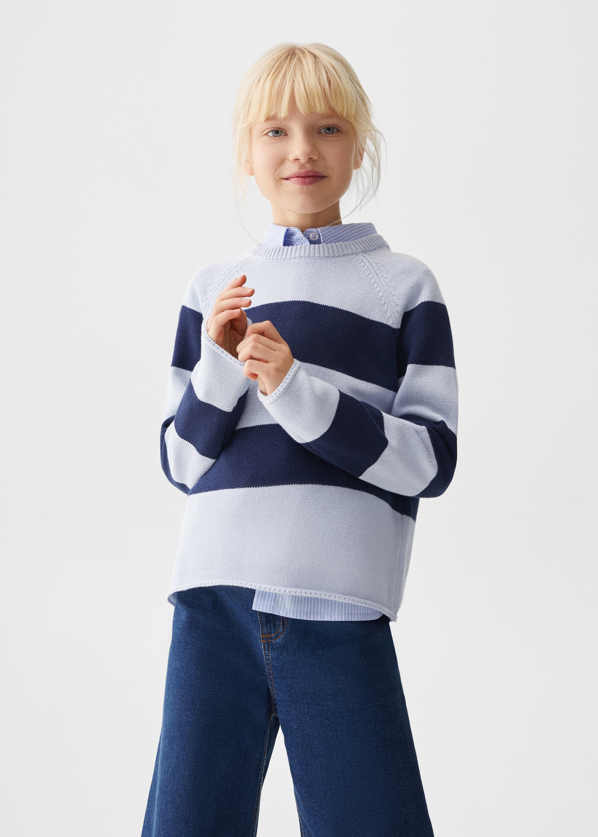 Striped cotton-blend sweater - Medium plane