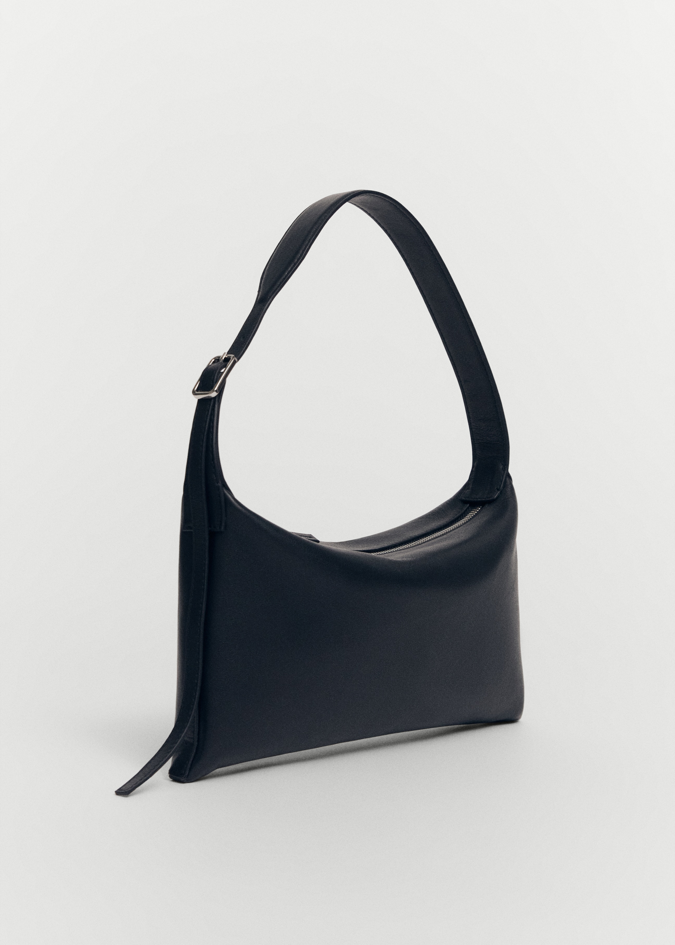 Leather shoulder bag with buckle