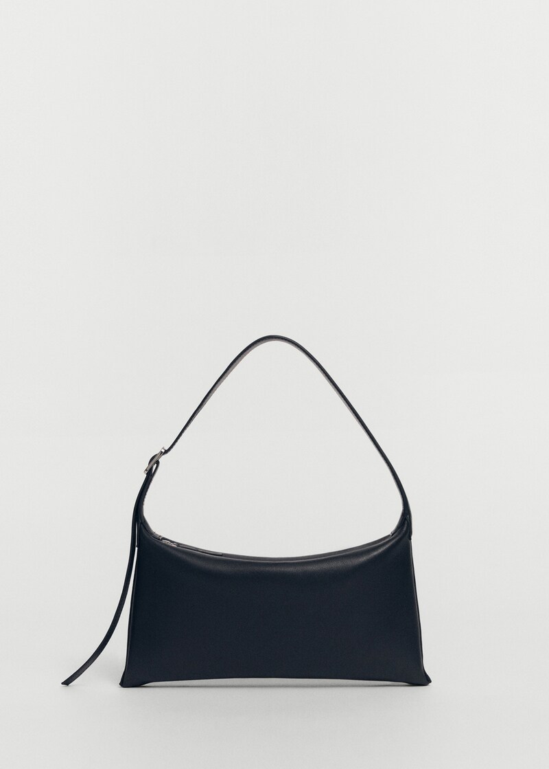 Black Leather Buckle Shoulder Bag