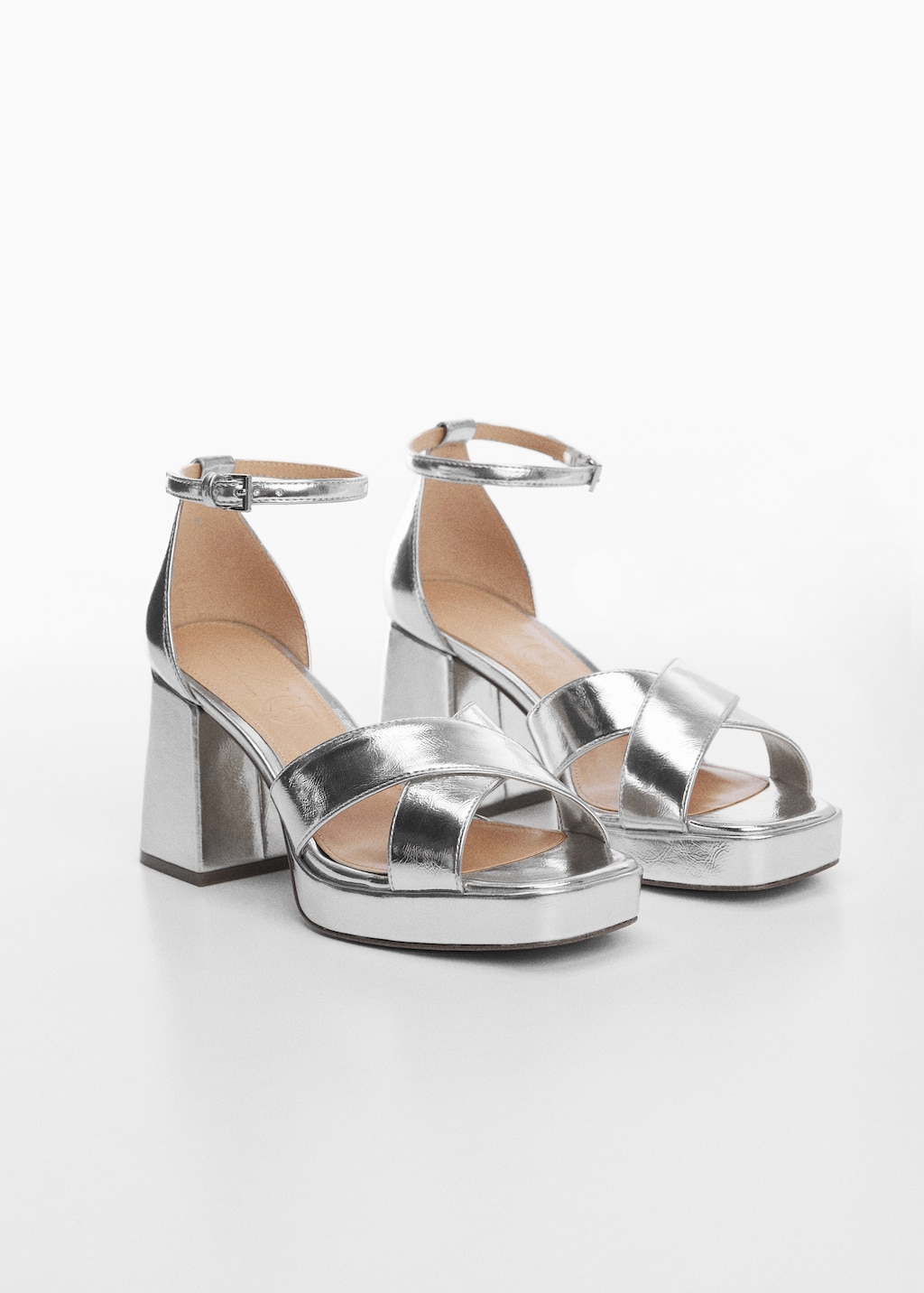 Mango Metallic-Sandale mit Absatz