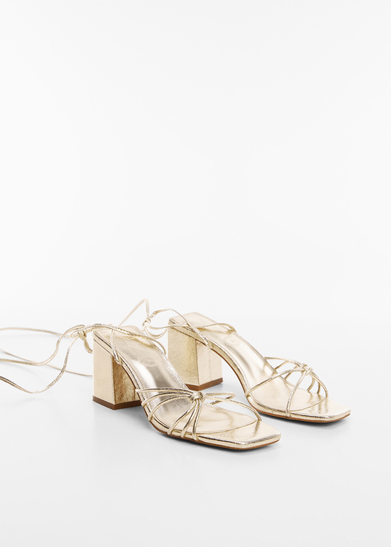 Metallic strappy heeled sandal - Medium plane