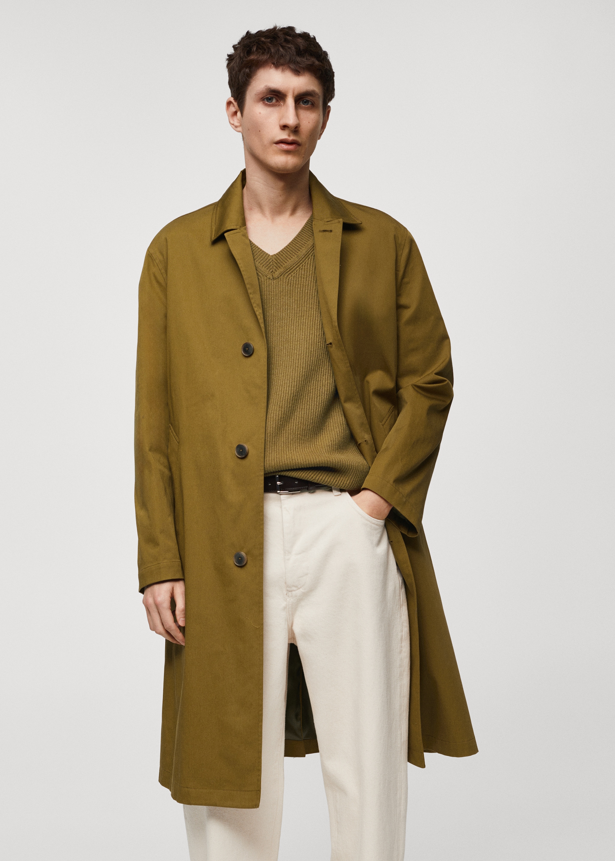 Relaxed-fit cotton trench coat - Medium plane