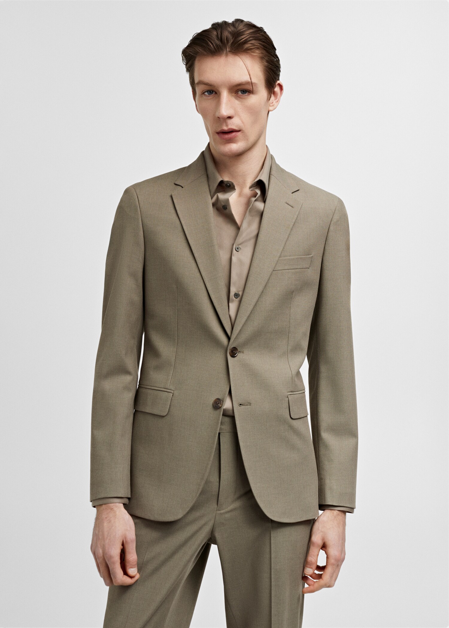 Stretch fabric slim-fit suit jacket - Medium plane