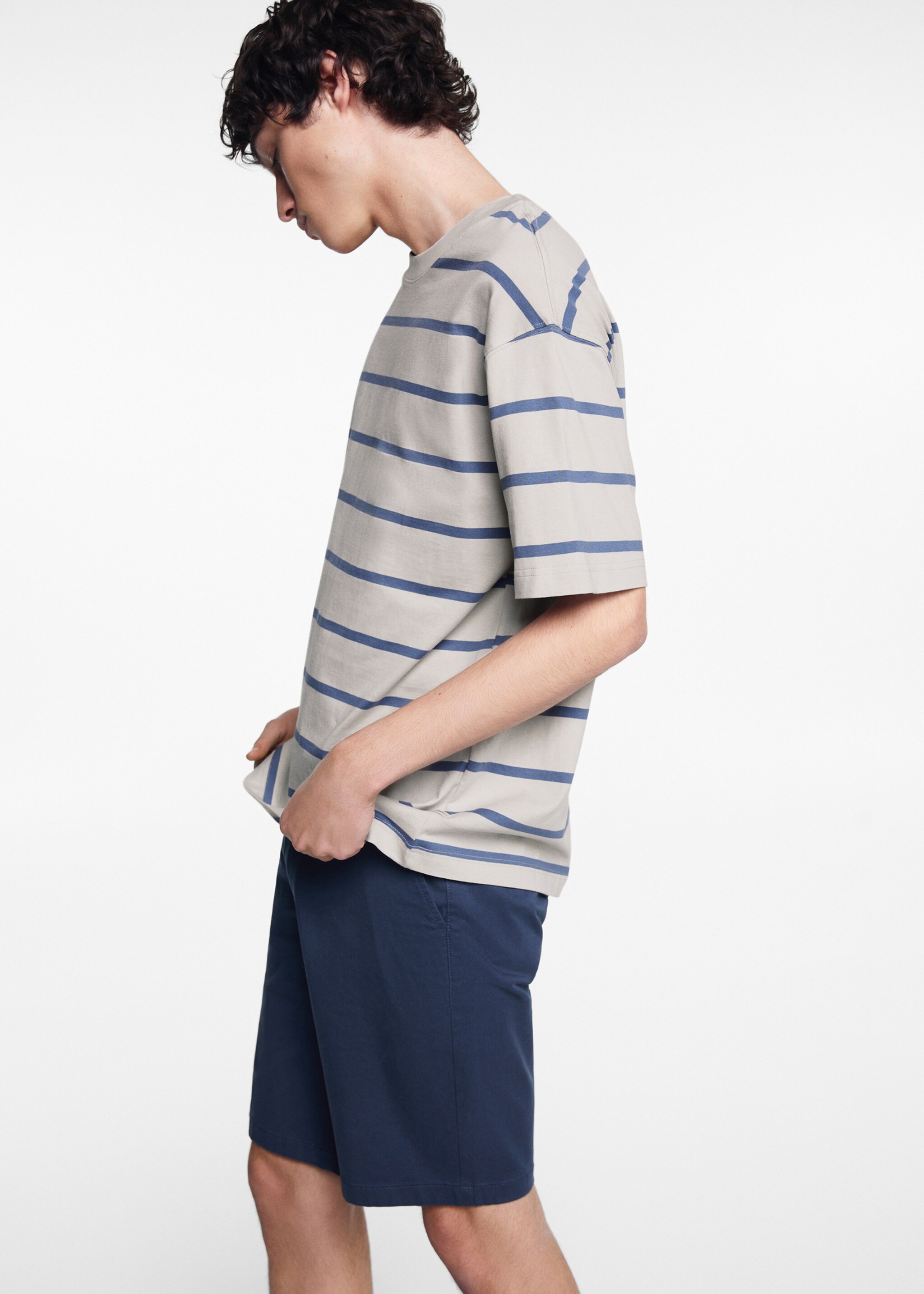 Striped cotton T-shirt - Medium plane