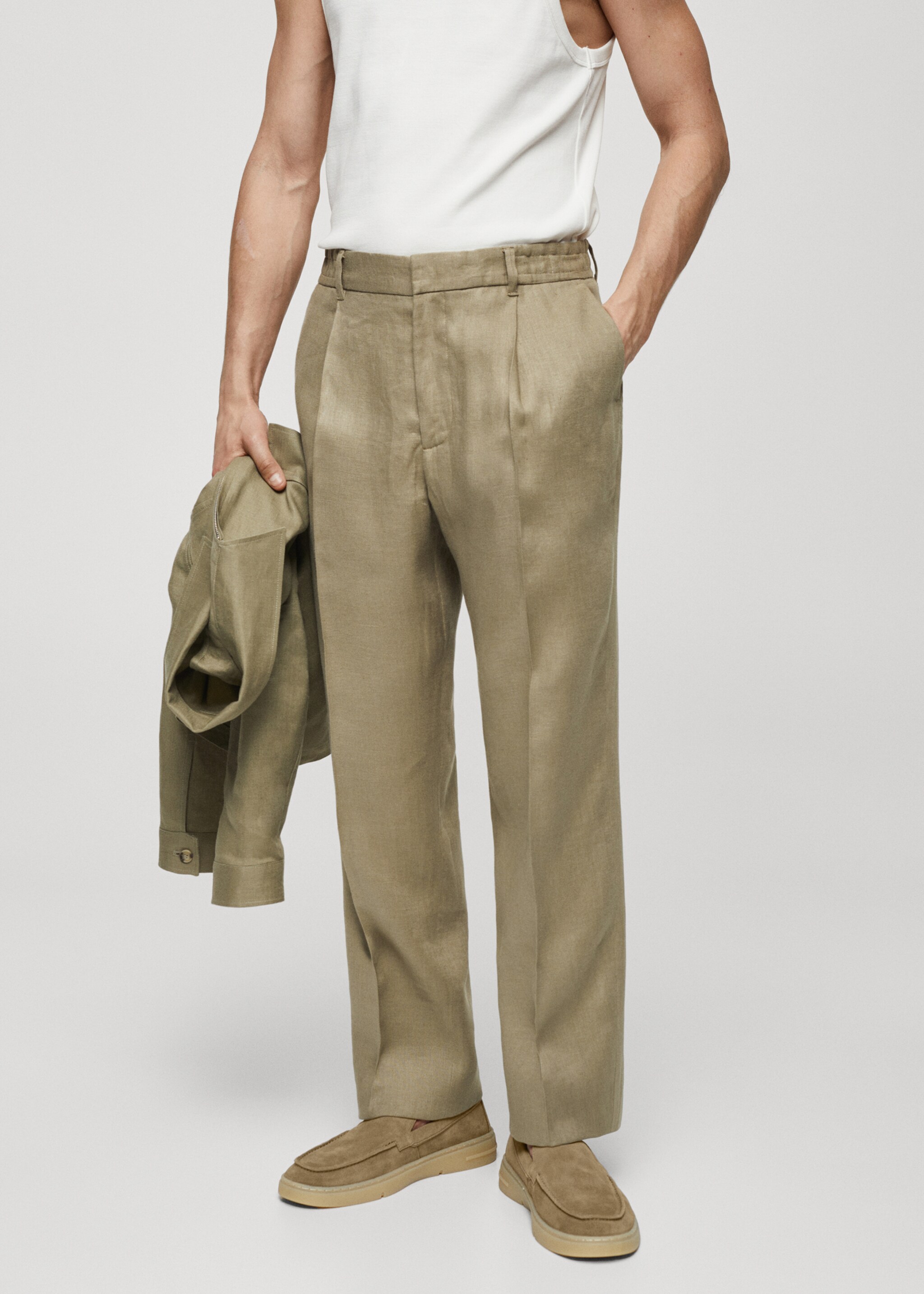 Regular Fit-Hose aus 100 % Leinen - Mittlere Ansicht