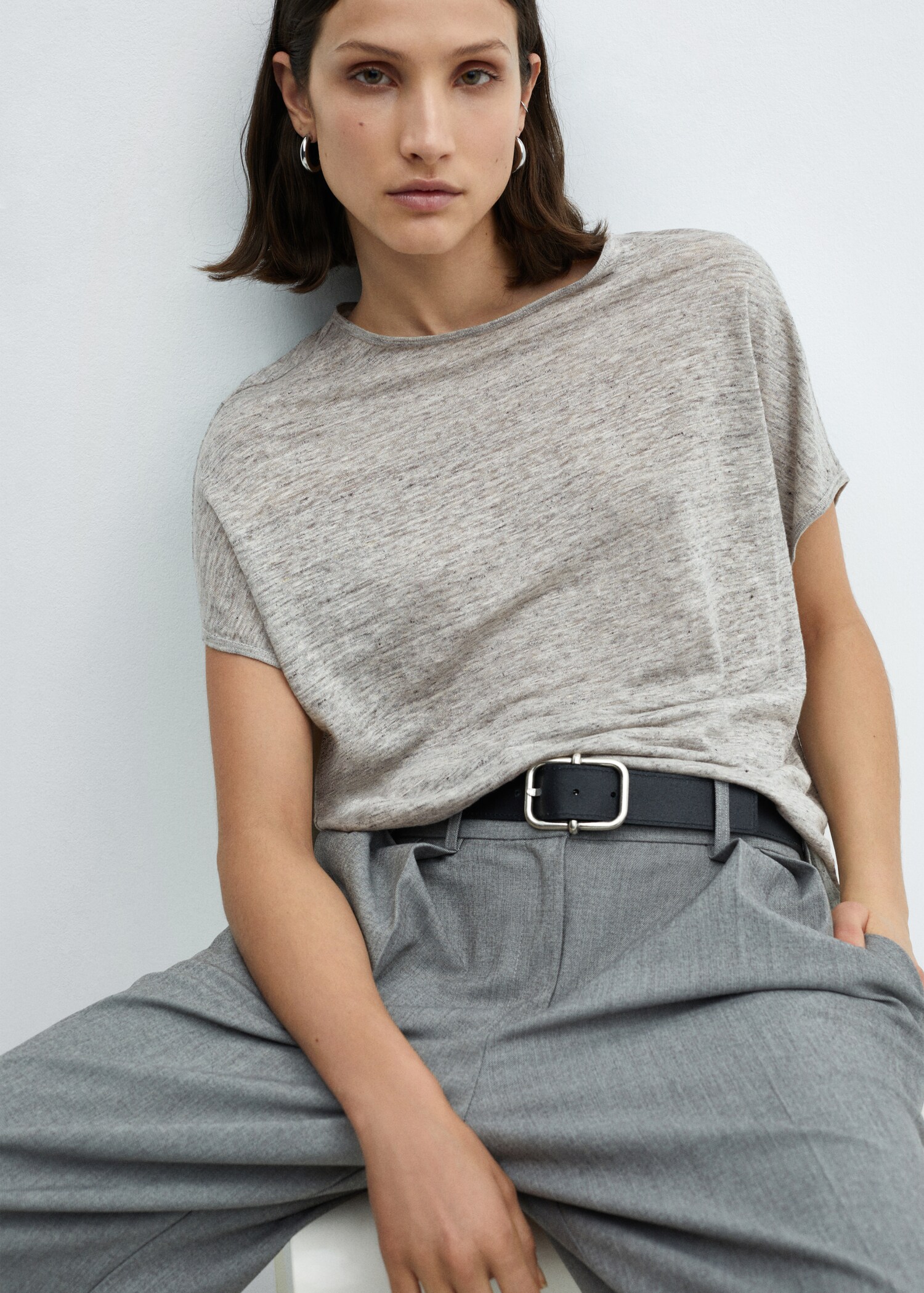 100% linen T-shirt - Details of the article 2