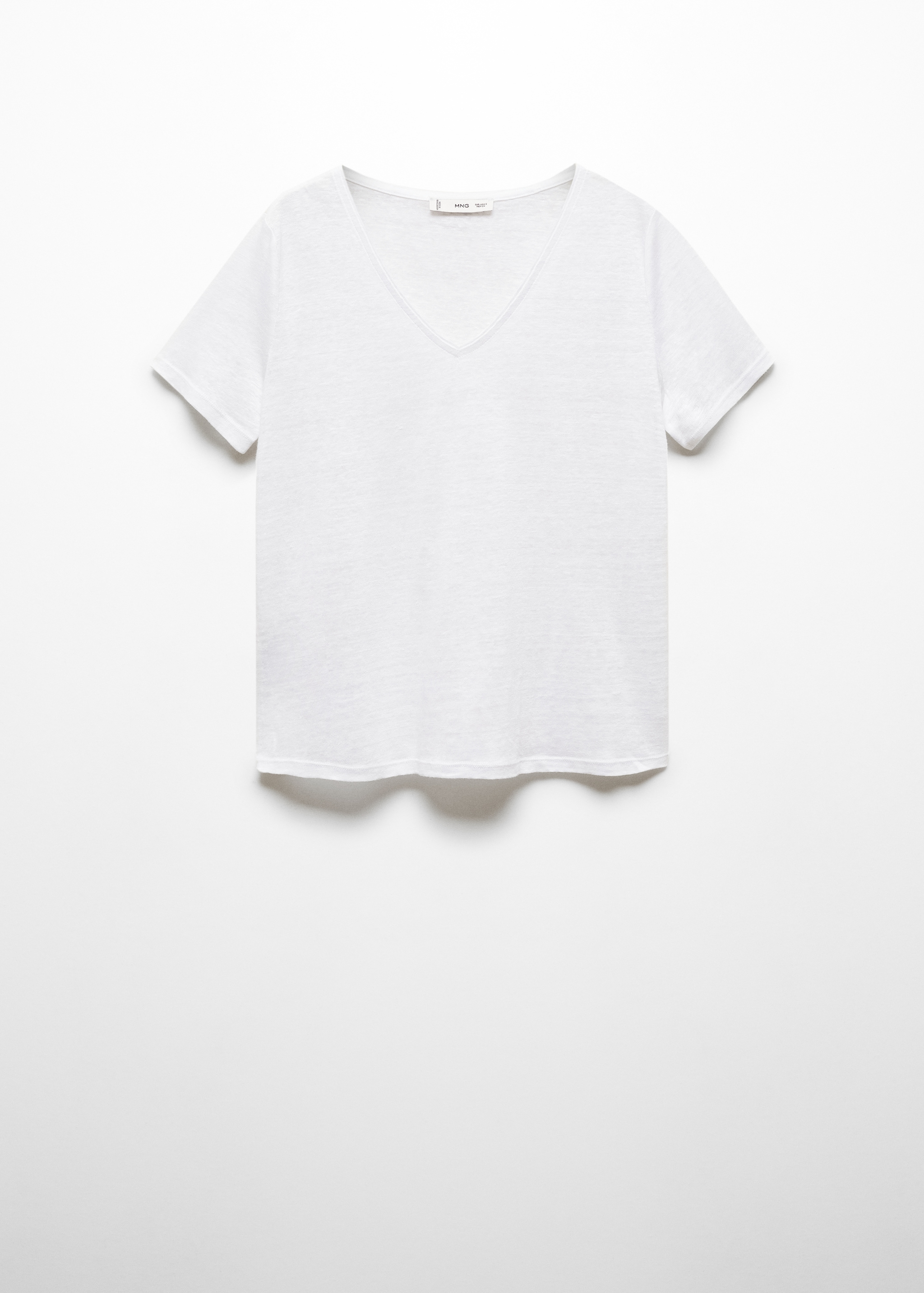 T-shirt de linho de gola em V - Artigo sem modelo