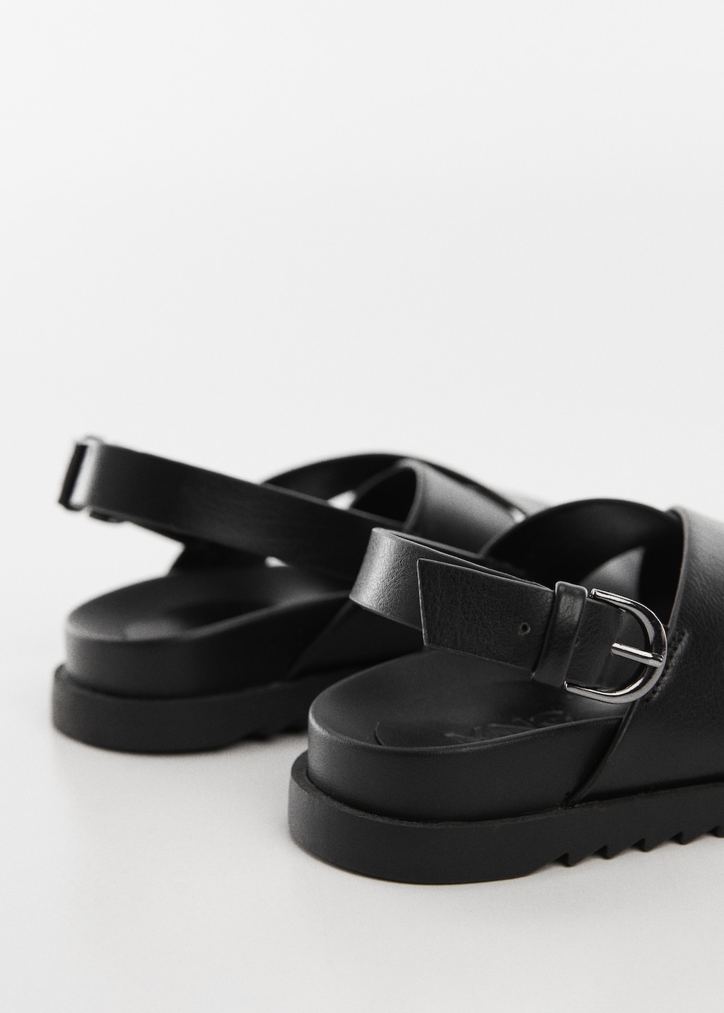 Black buckle strap sandals discount