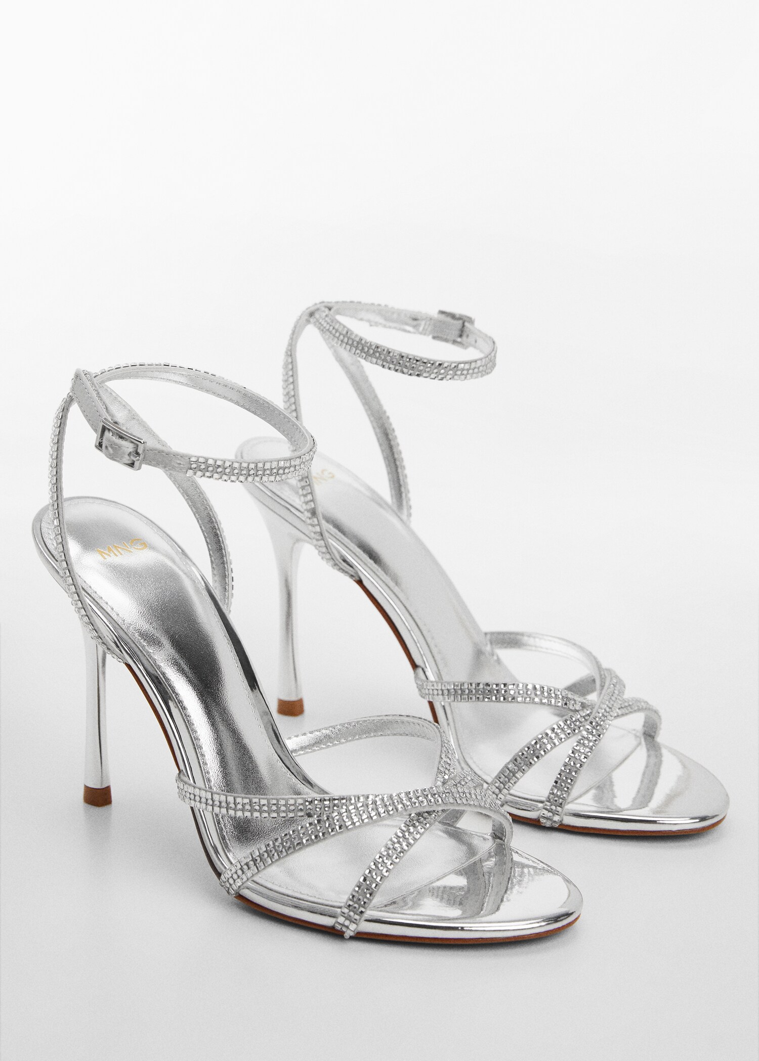 Strap rhinestone sandals - Medium plane