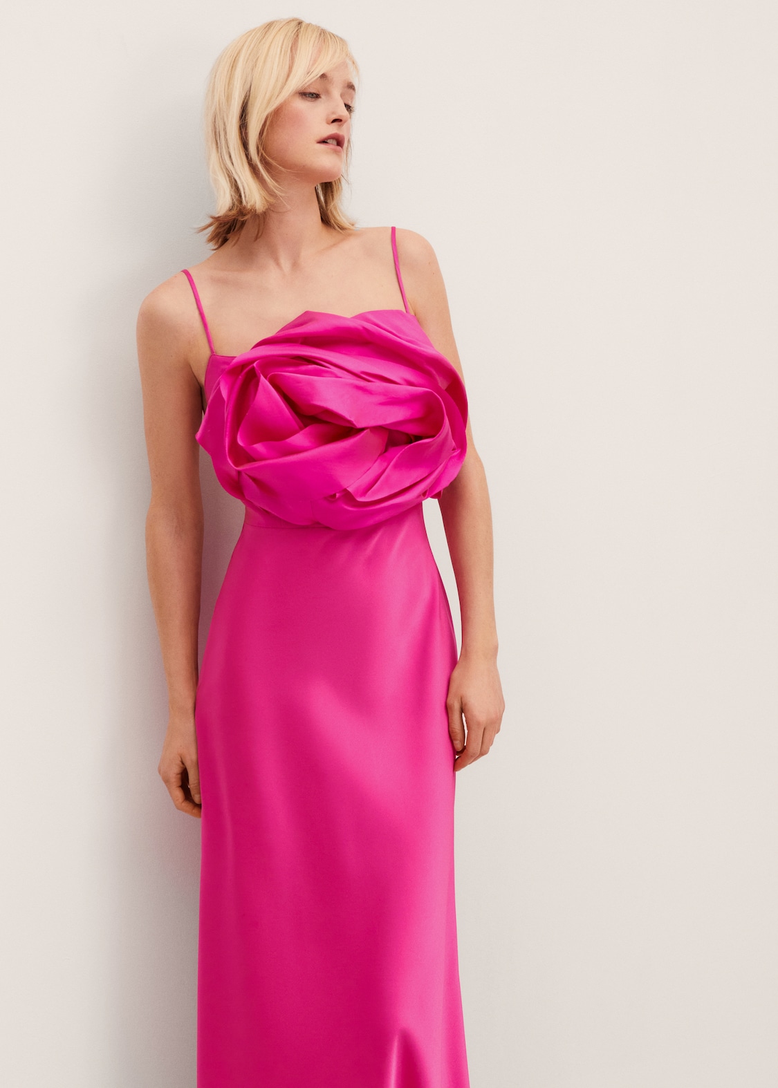 Satin maxi-flower dress - Women | MANGO USA