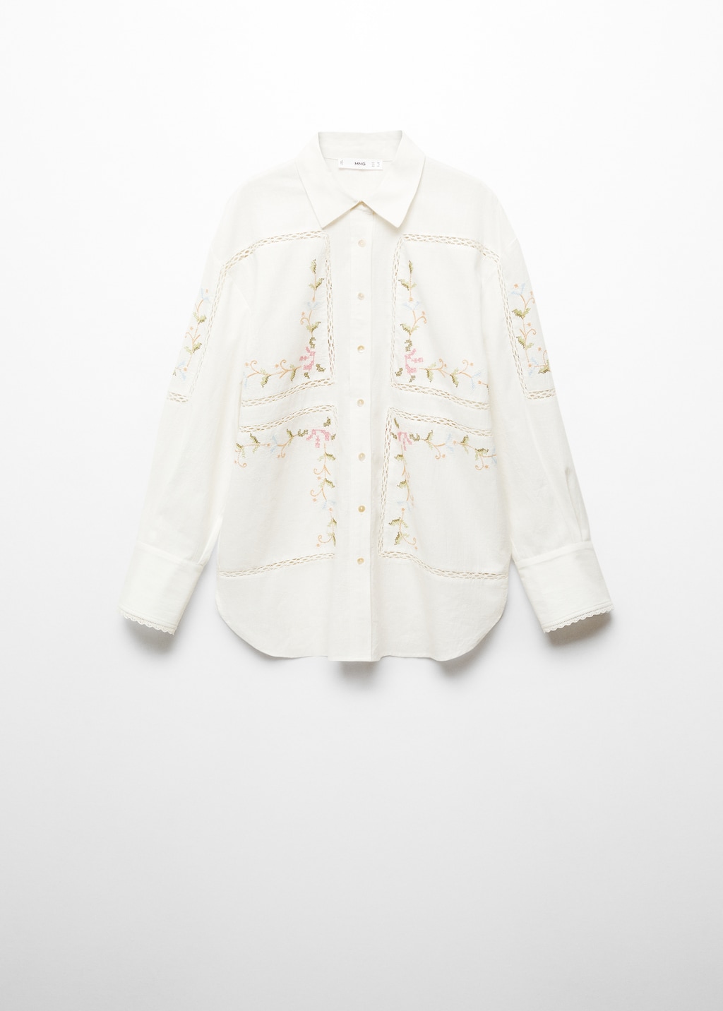UND SCALLOPE EMBROIDERY OVERSIZE SHIRT
