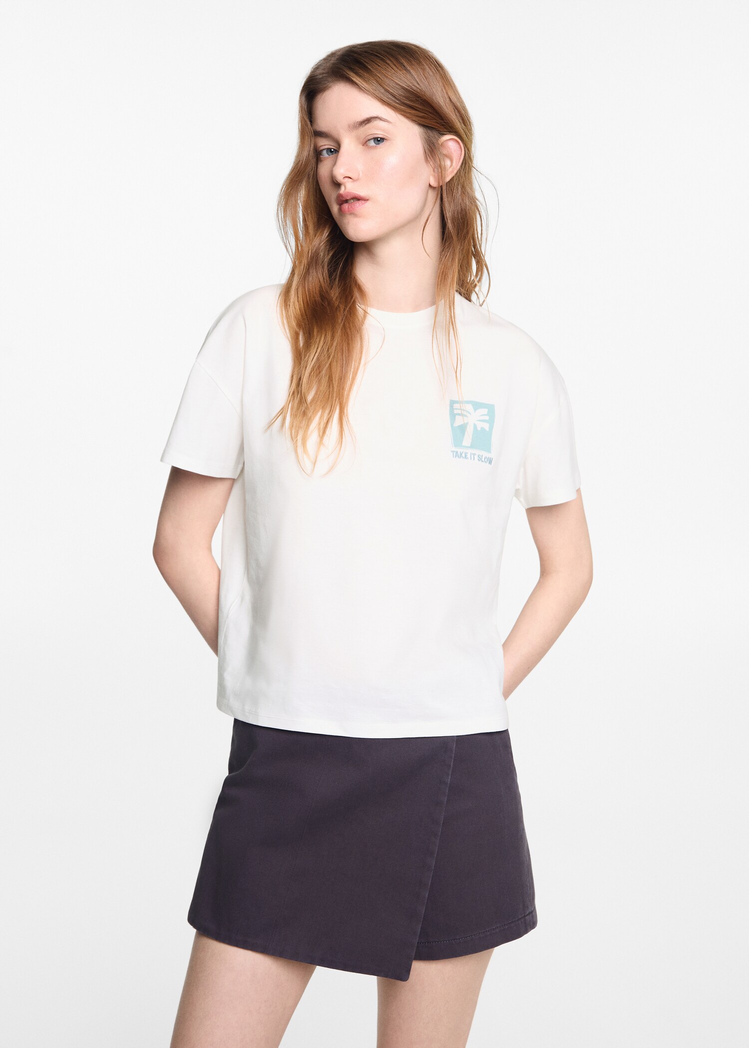 Printed cotton-blend T-shirt - Medium plane