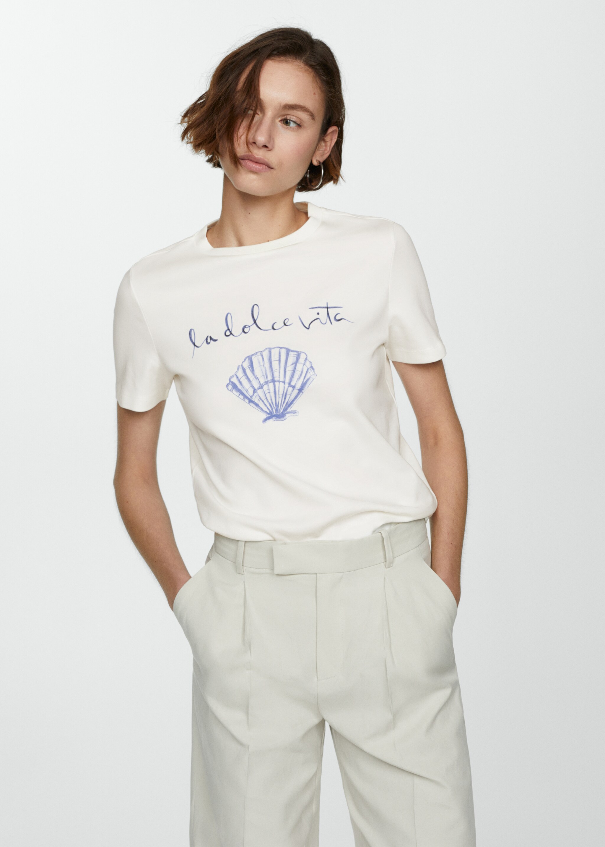 100% cotton t-shirt with printed message - Medium plane