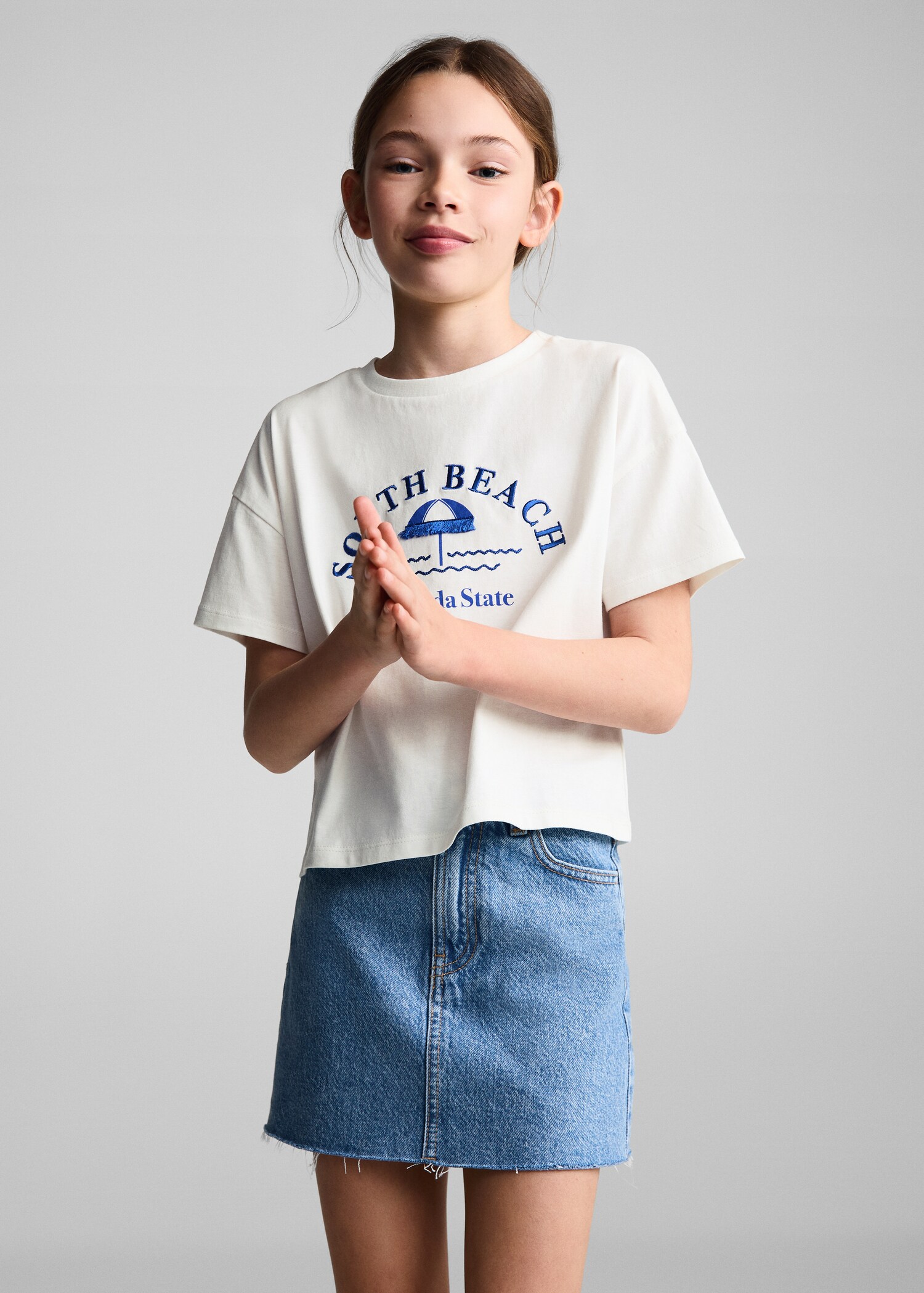 Embroidered message T-shirt - Medium plane