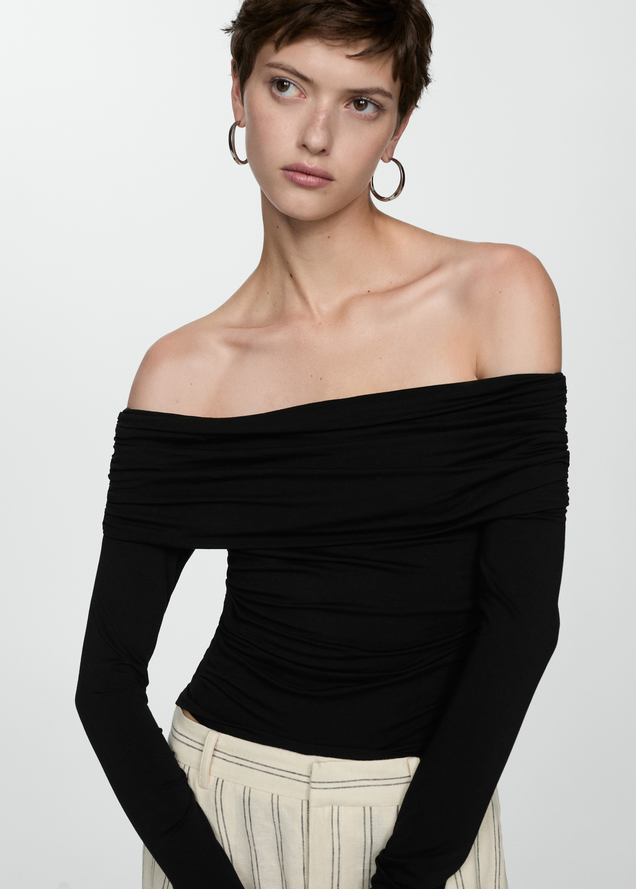 Camisa Poleras Con Hombro Caido Playeras Hombro Descubierto