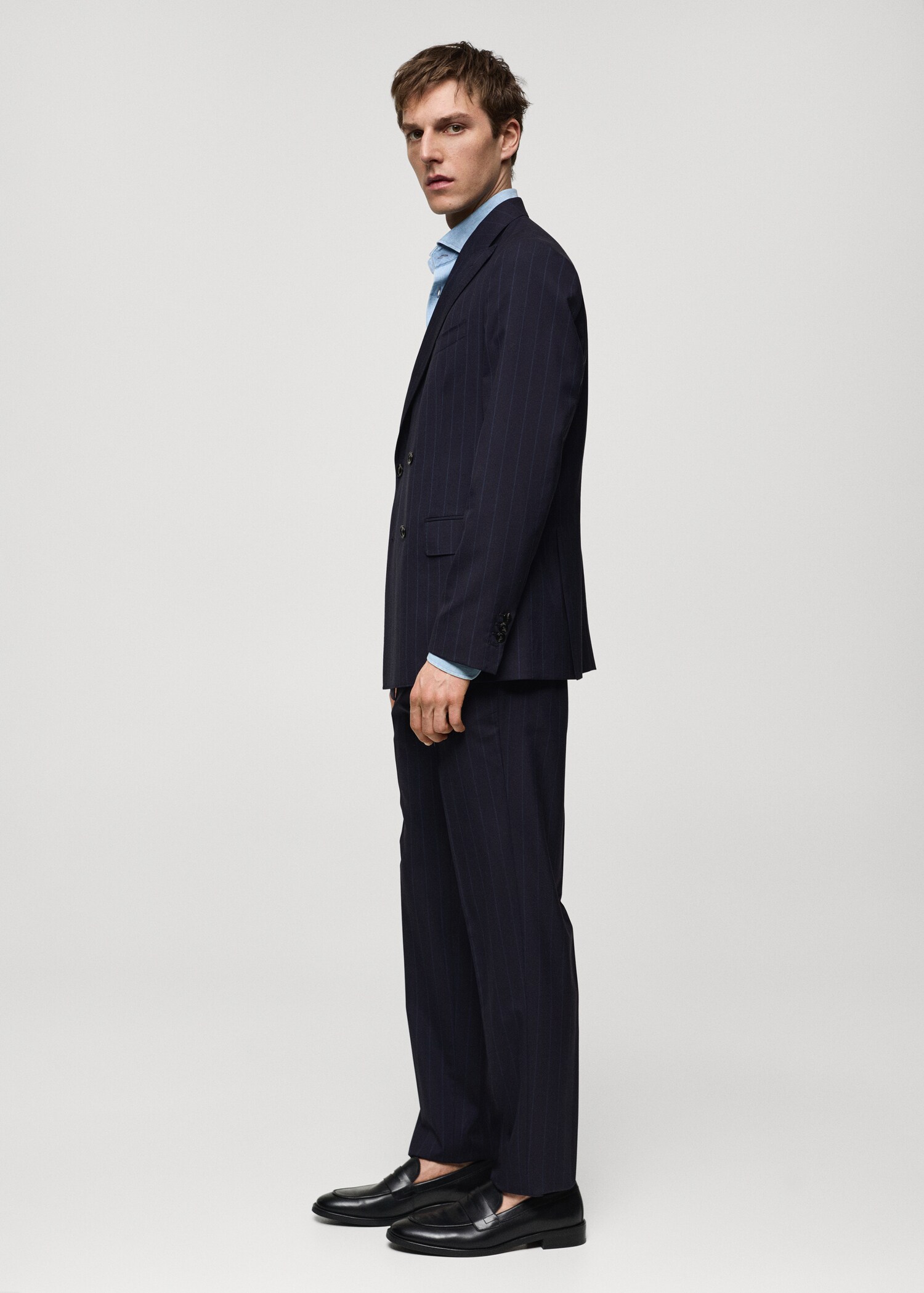 Wool pinstripe double-breasted suit jacket - Details of the article 2