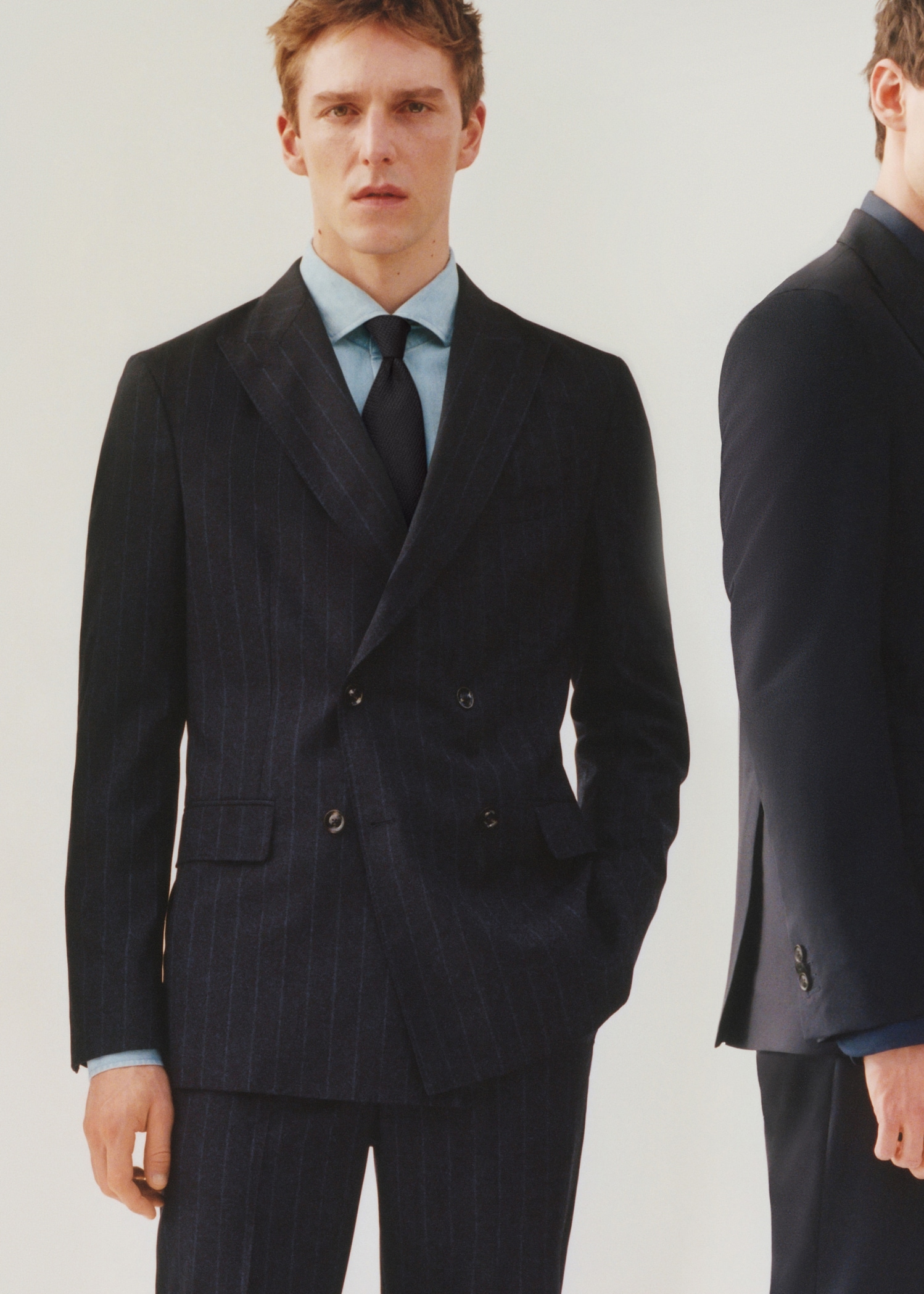 Wool pinstripe double-breasted suit jacket - Details of the article 3