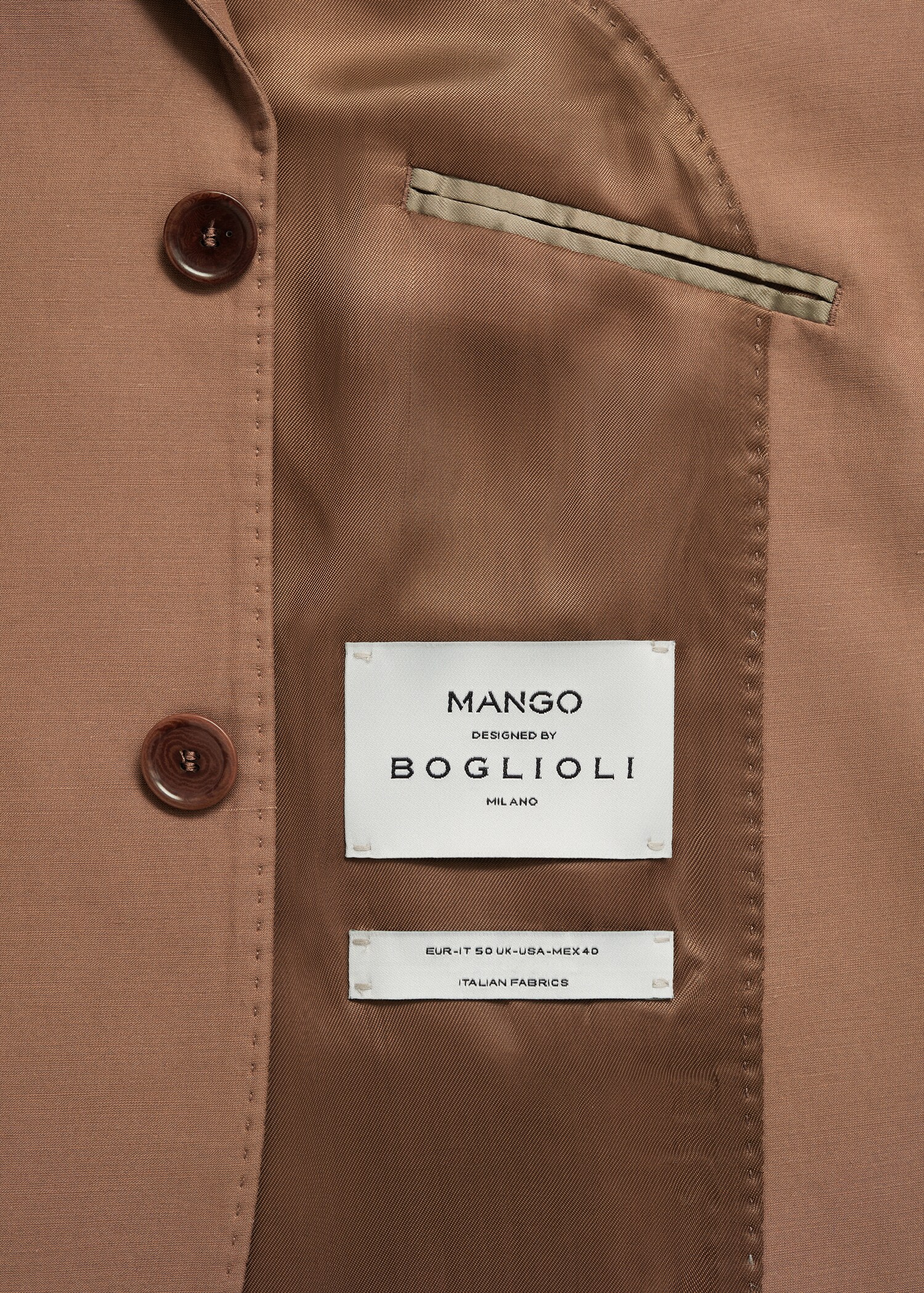 Slim-fit linen and cotton suit jacket - Details of the article 0