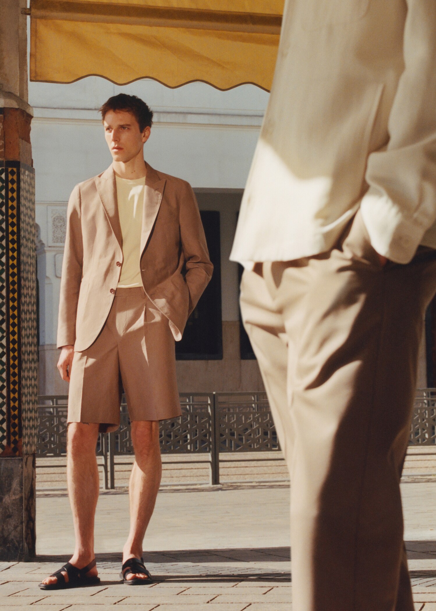 Slim-fit linen and cotton suit jacket - Details of the article 3