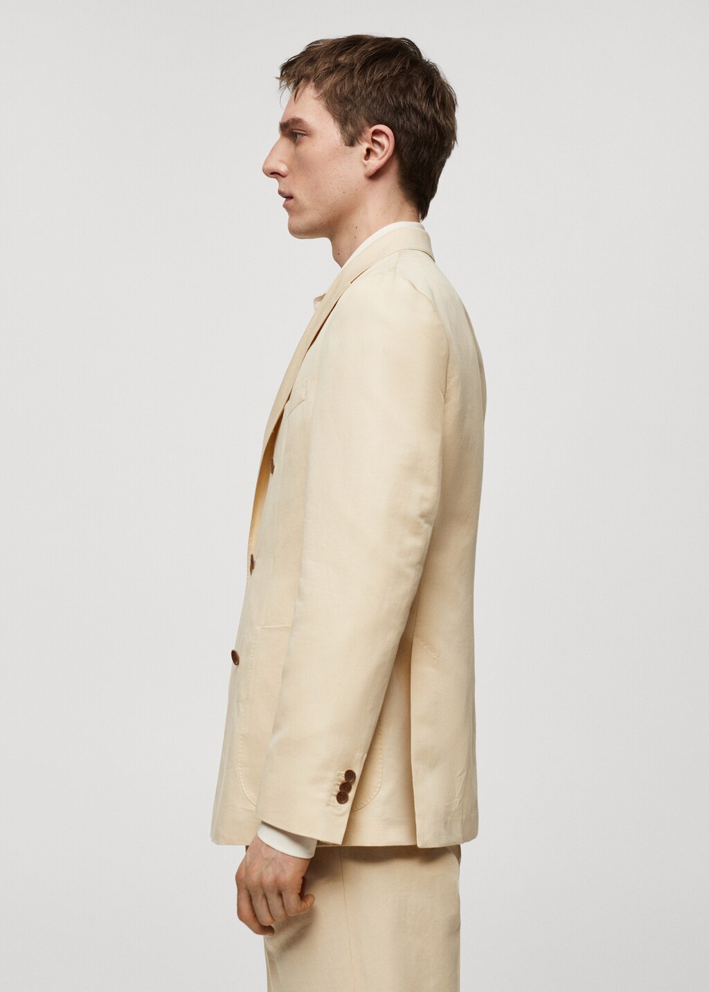 Cotton-linen double-breasted suit jacket - Men | MANGO China