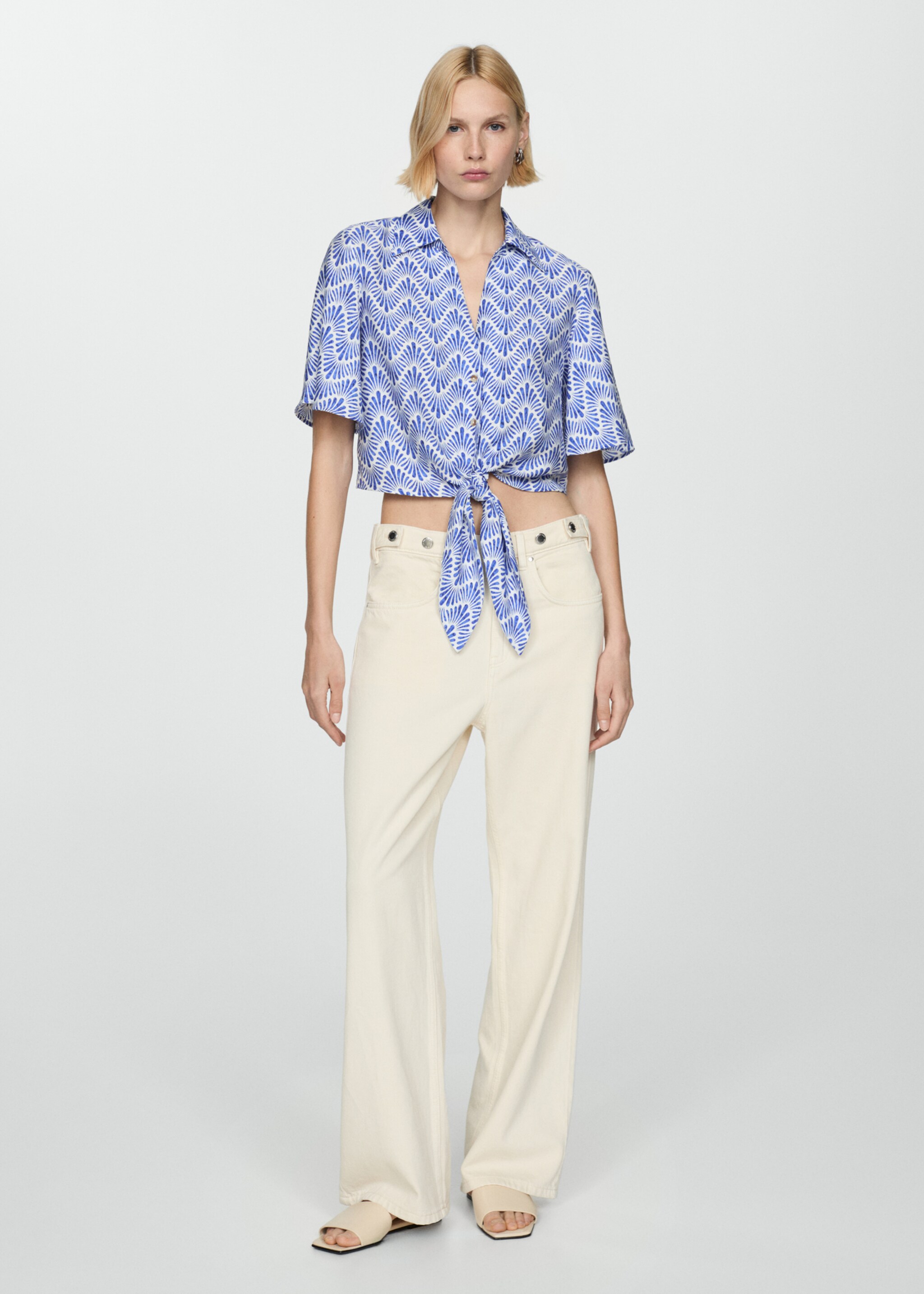 Knot printed shirt - Details of the article 2, Blue. Ref: 67008645-00.