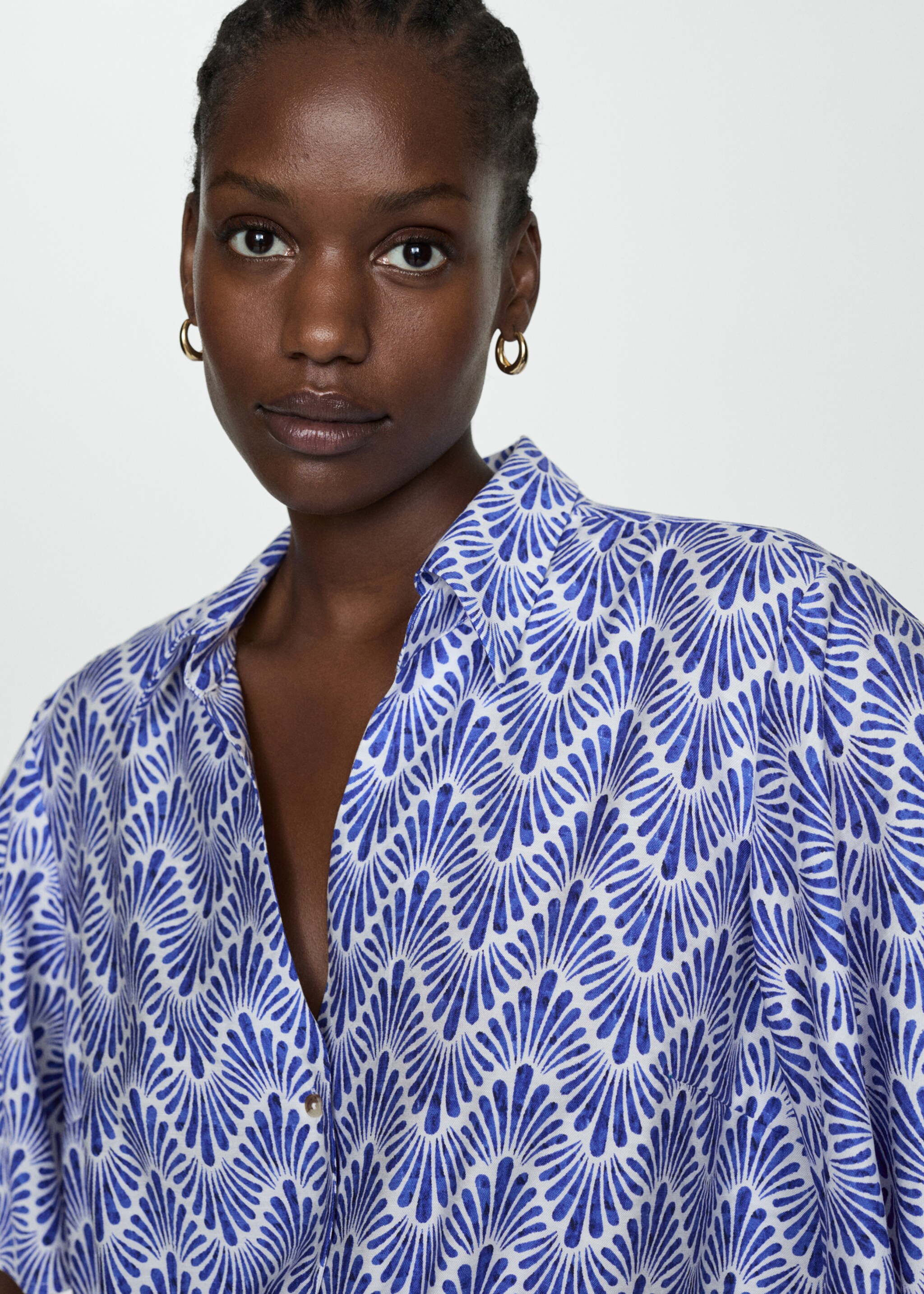 Knot printed shirt - Details of the article 4, Blue. Ref: 67008645-00.