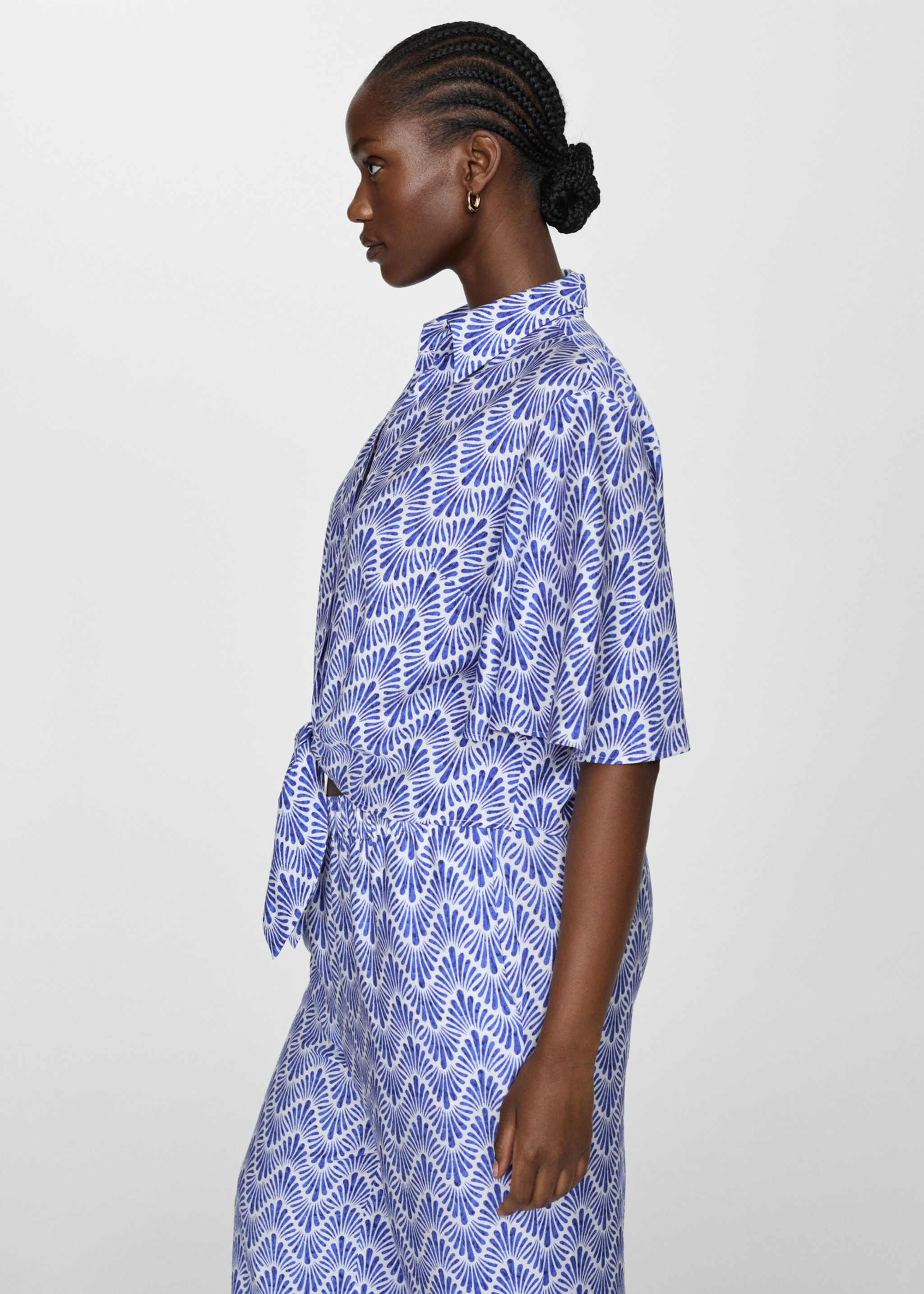 Knot printed shirt - Details of the article 5, Blue. Ref: 67008645-00.