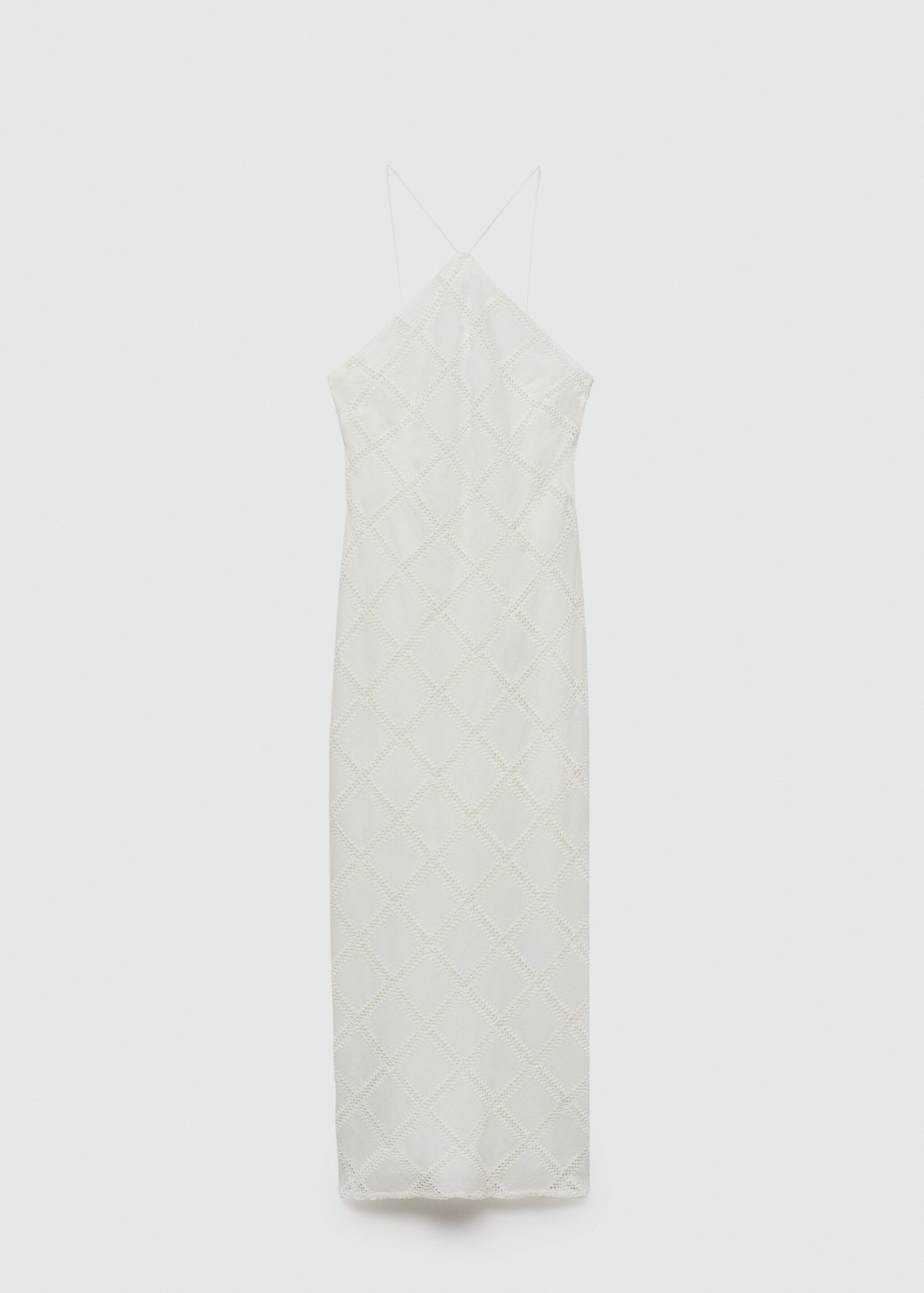 Embroidered halter-neck dress - Article without model, Off White. Ref: 67008653-00.