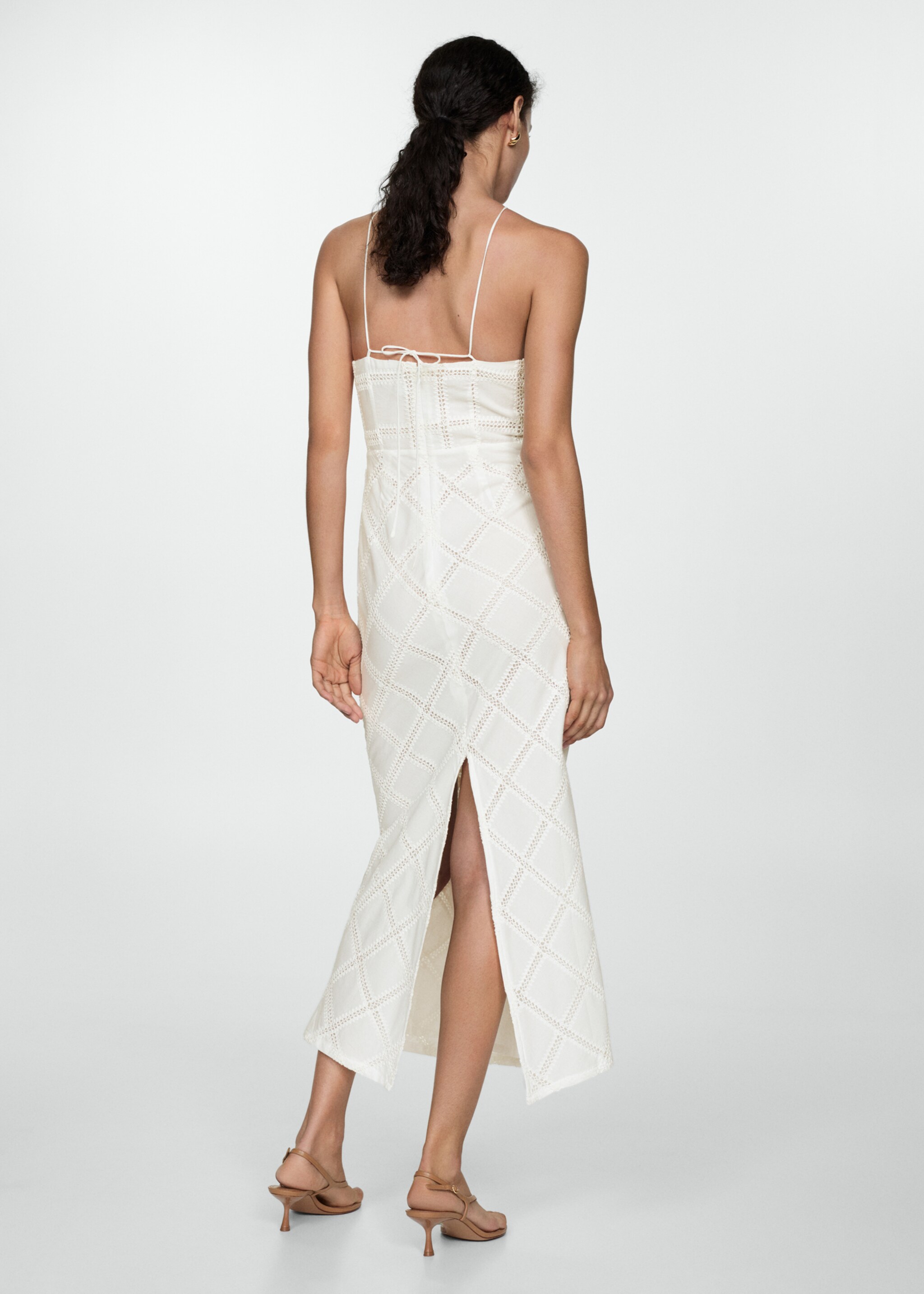 Embroidered halter-neck dress - Reverse of the article, Off White. Ref: 67008653-00.