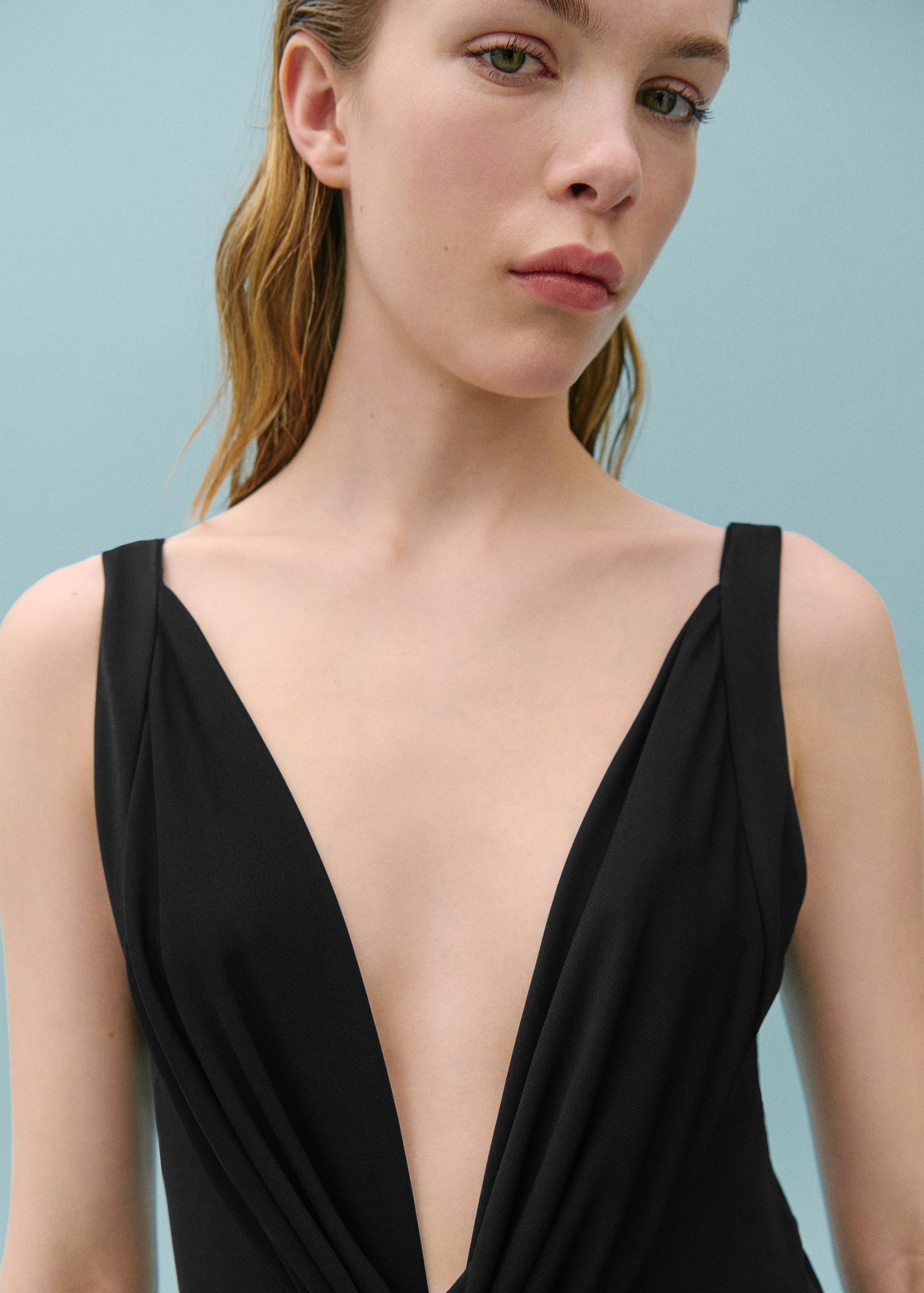 Knitted dress with draped neckline  - Details of the article 1