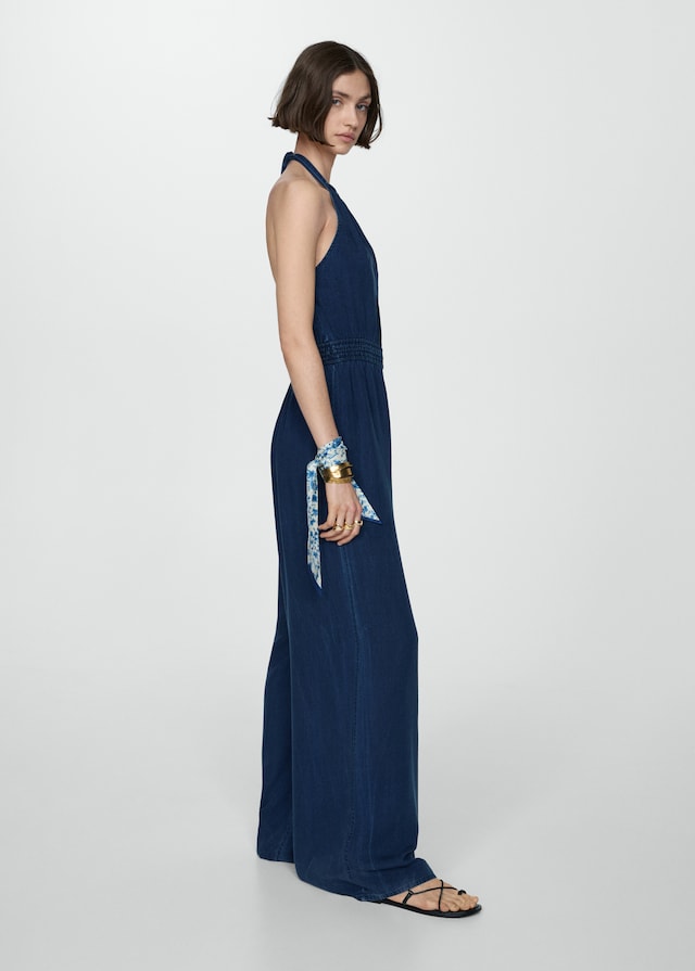 V Neck Lyocell Jumpsuit Ocean