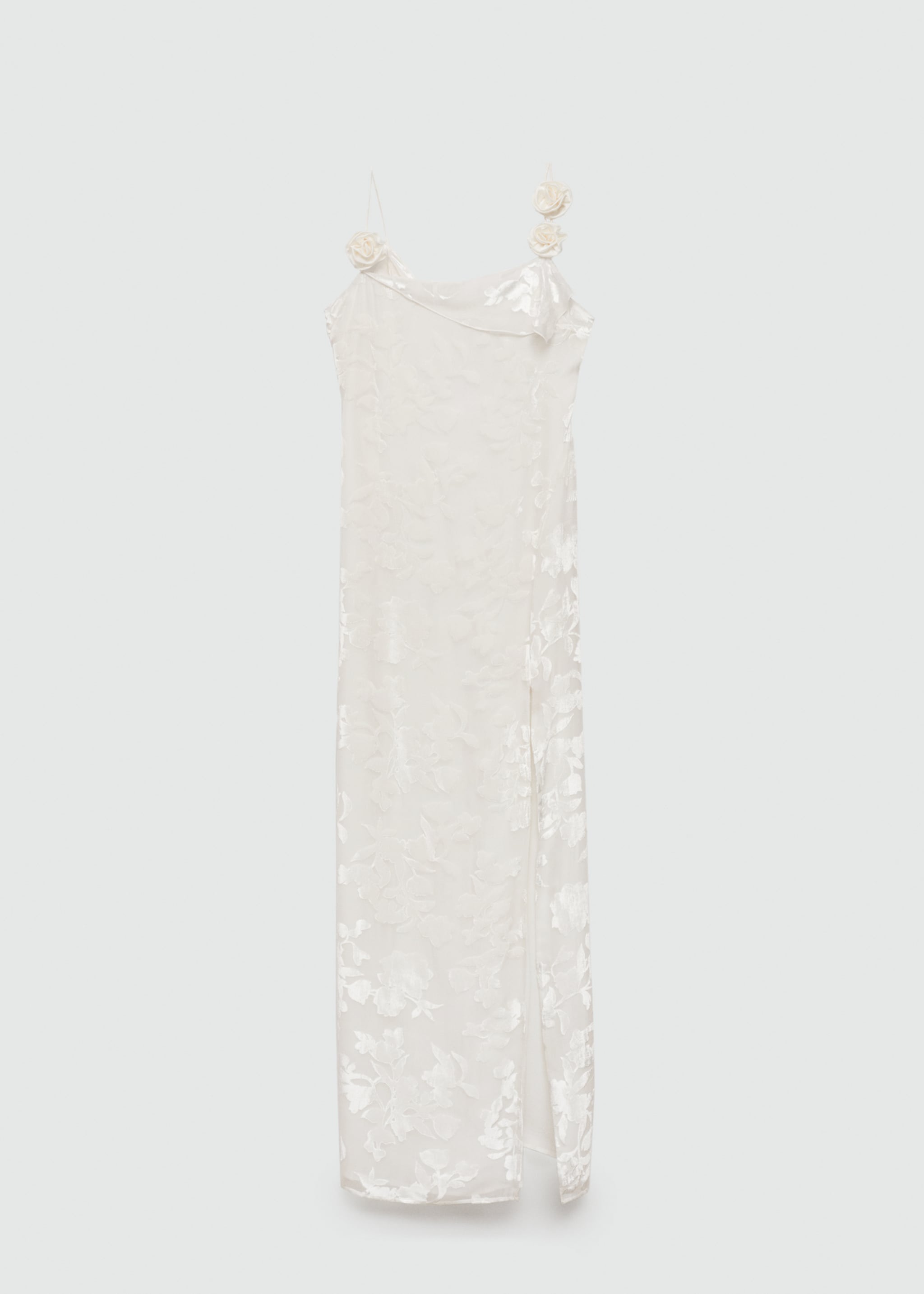 Floral devoré dress with side opening - Article without model, Off White. Ref: 67009262-00.