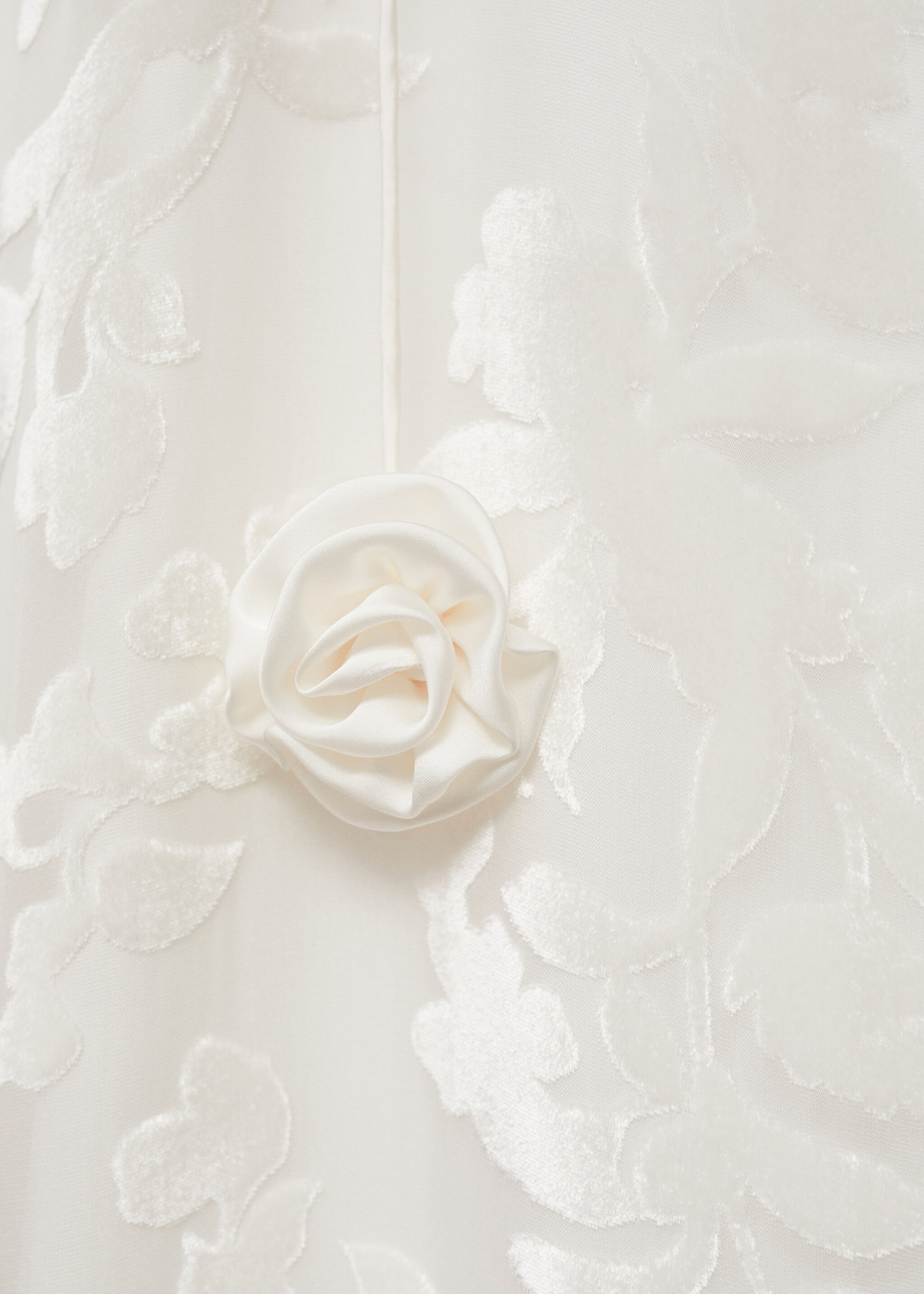 Floral devoré dress with side opening - Details of the article 0, Off White. Ref: 67009262-00.