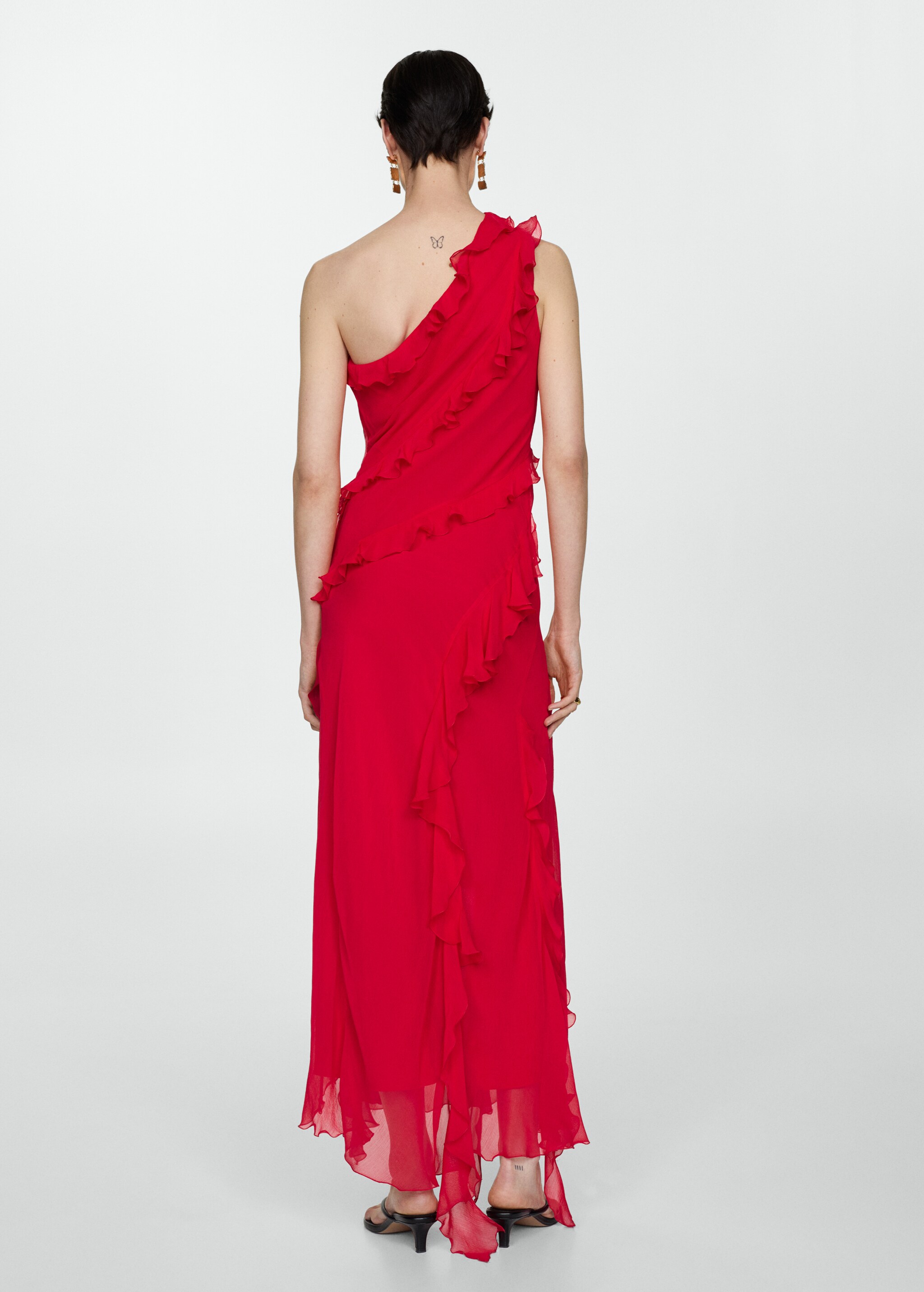 Асимметричное платье с воланом - Обратная сторона изделия