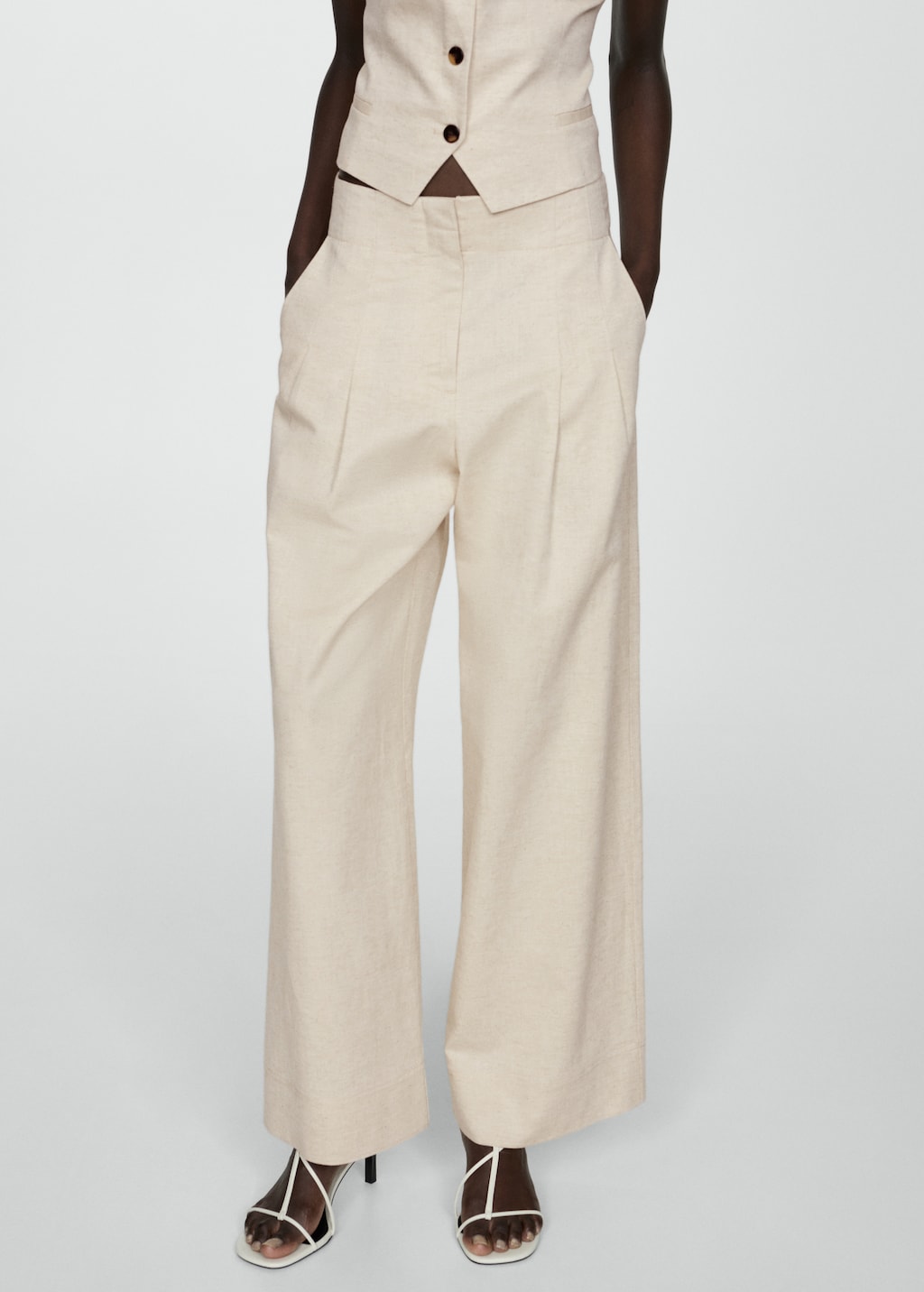 Mango Wideleg-Bundfaltenhose