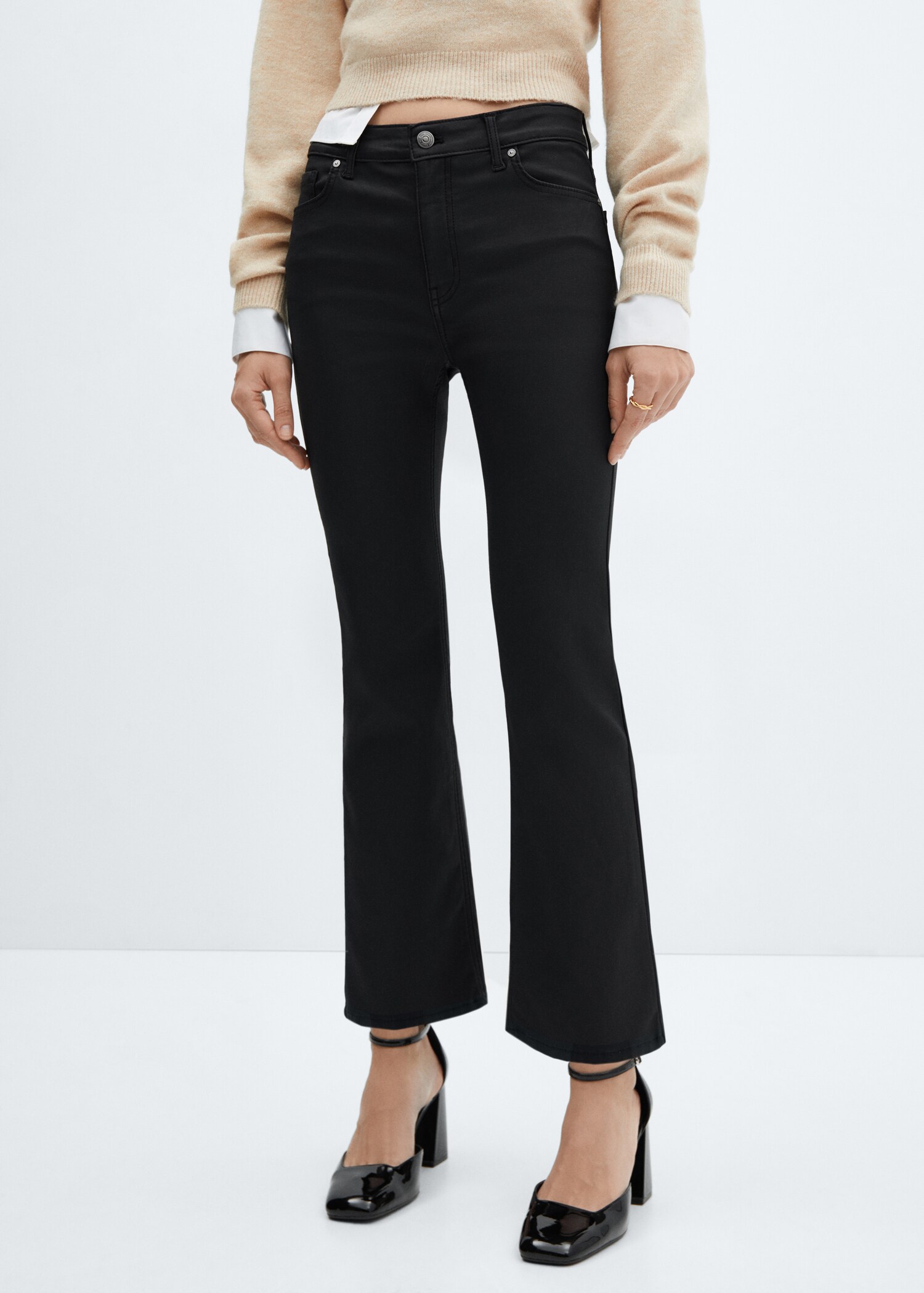 Sienna flare crop waxed jeans - Medium plane