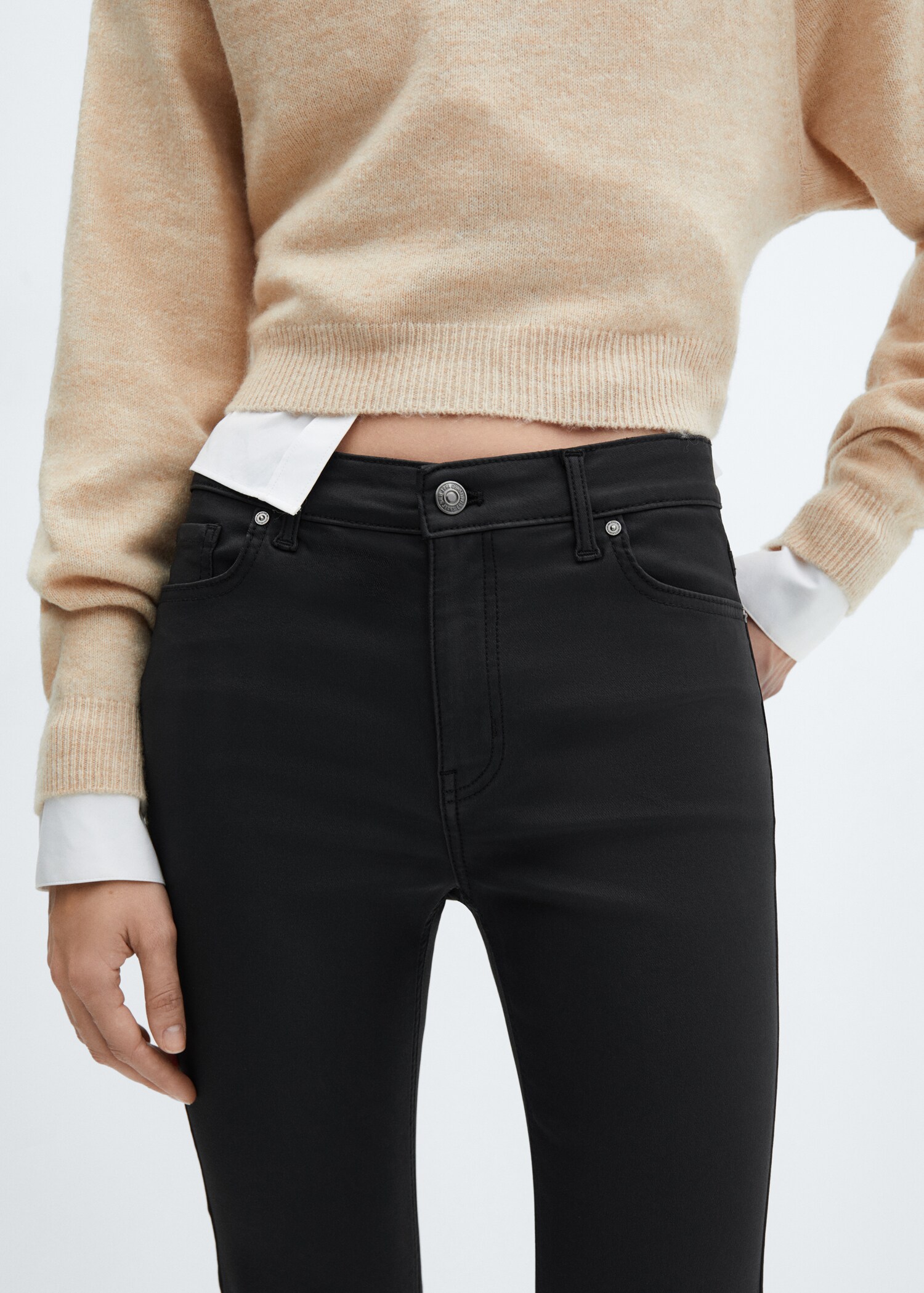 Flared-Coated-Jeans in Cropped-Optik - Detail des Artikels 6