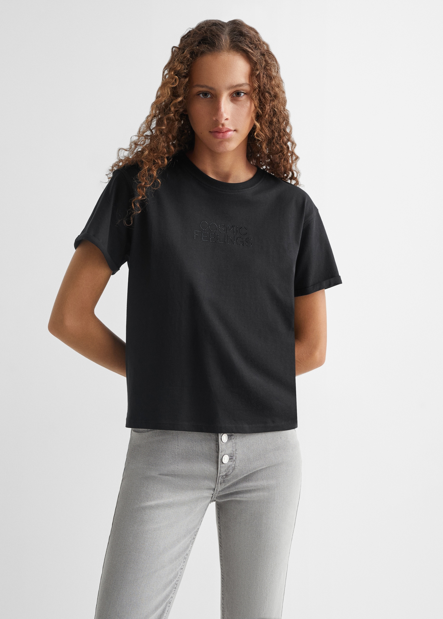 Camiseta mensaje manga corta - Plano medio