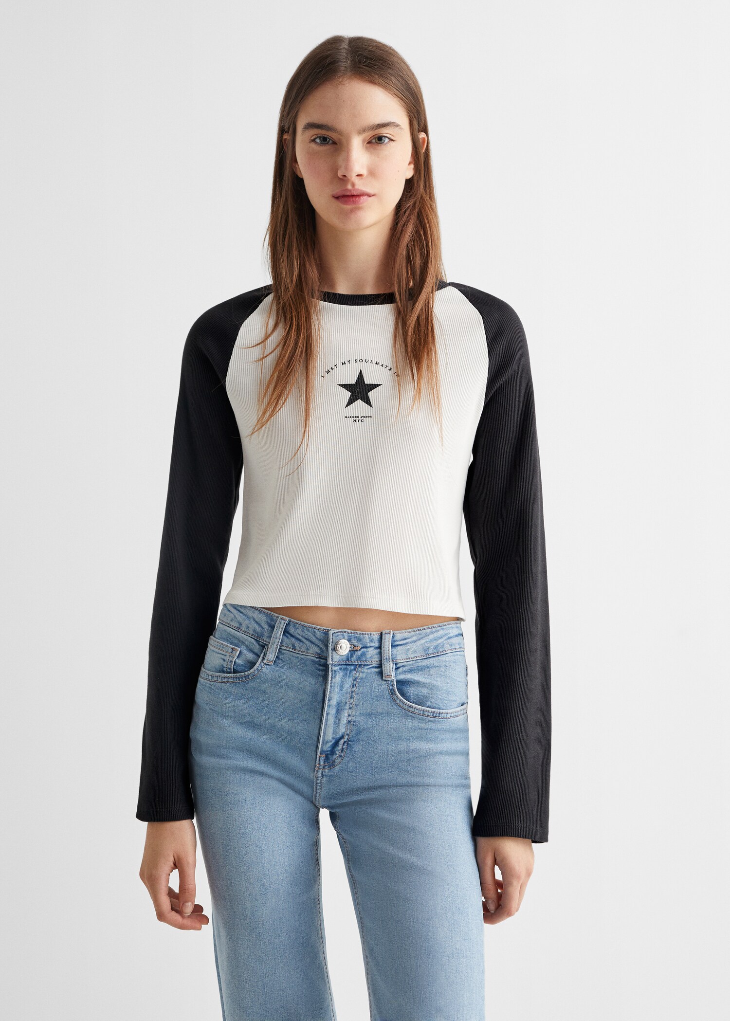 Message ribbed T-shirt - Medium plane