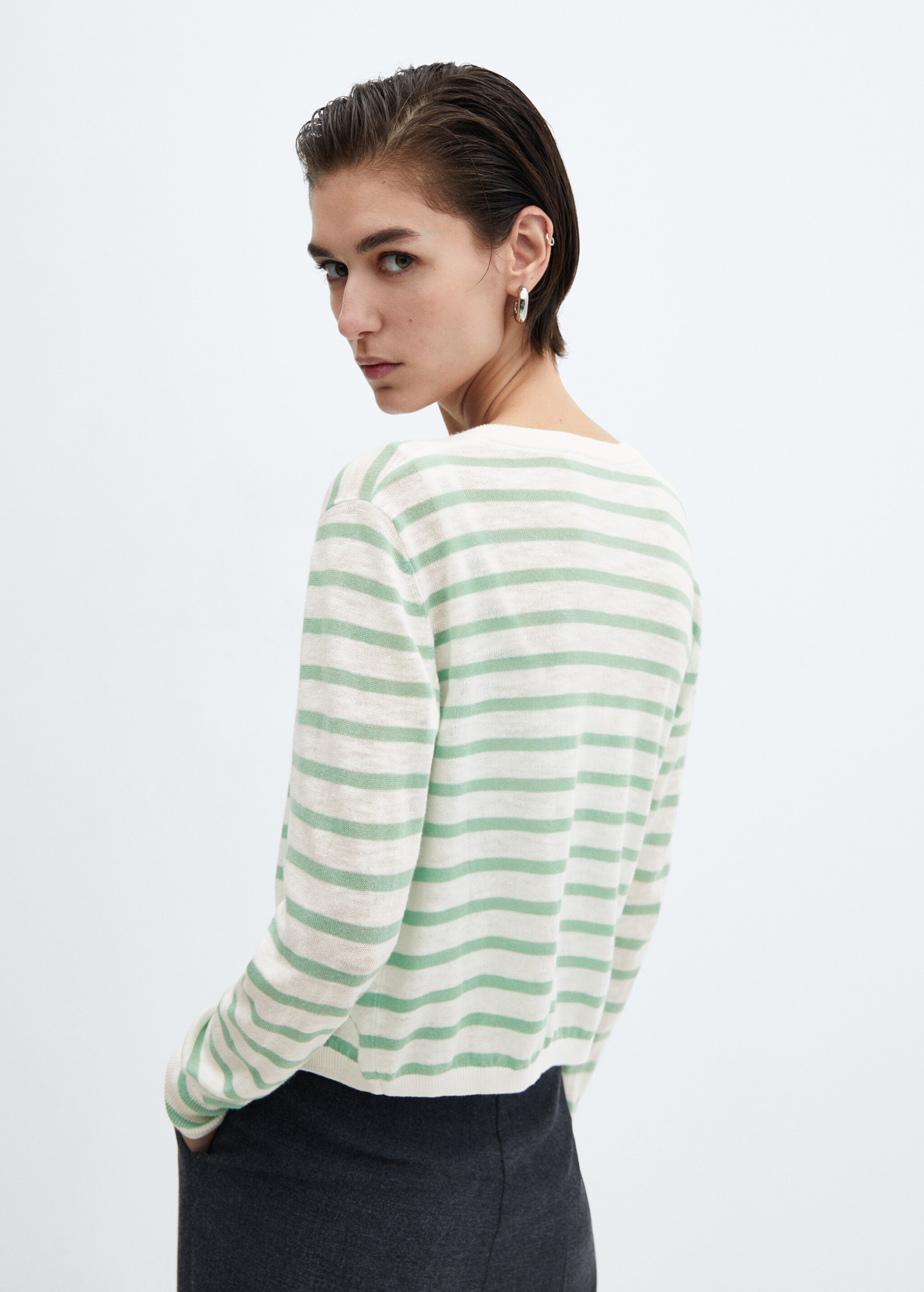 Stripped knit cardigan - Reverse of the article