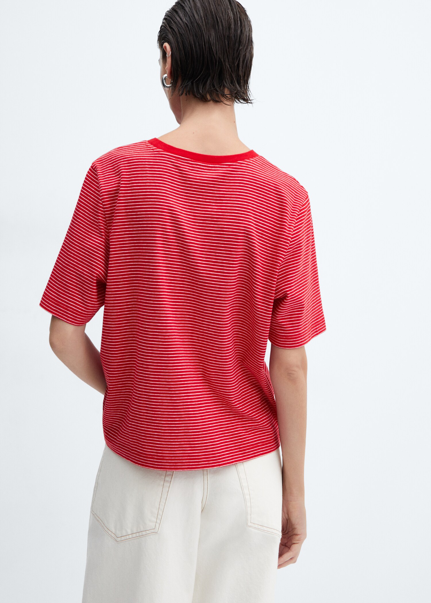 Striped cotton T-shirt - Reverse of the article