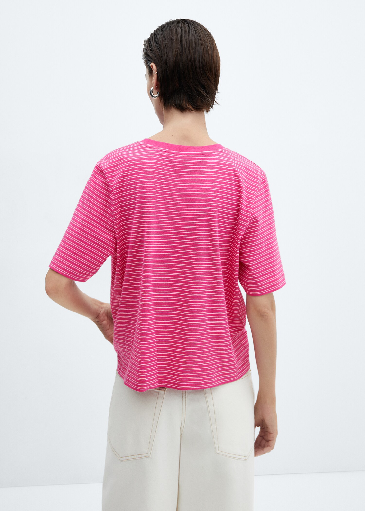 Striped cotton T-shirt - Reverse of the article