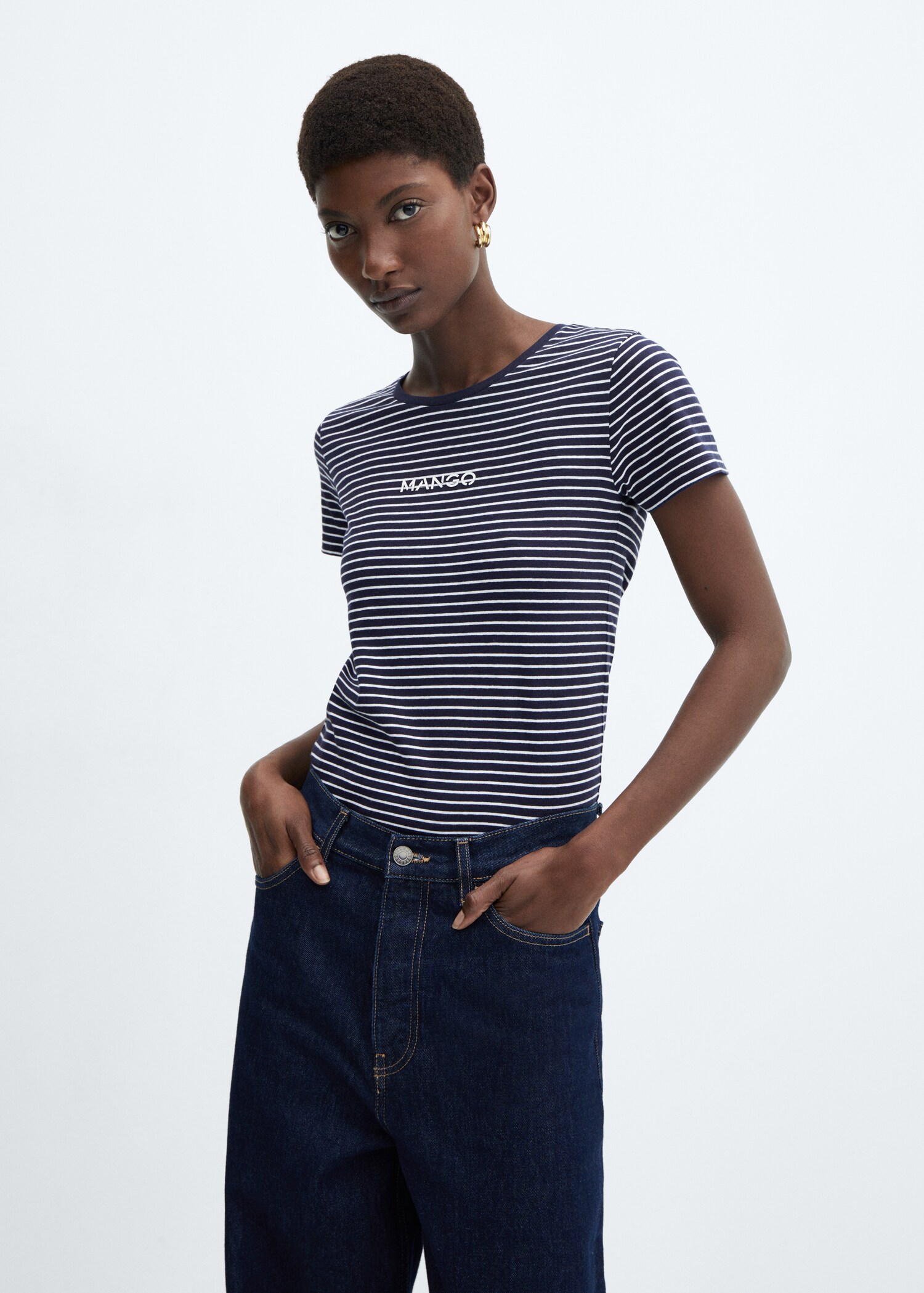 Striped logo T-shirt - เครื่องบินขนาดกลาง