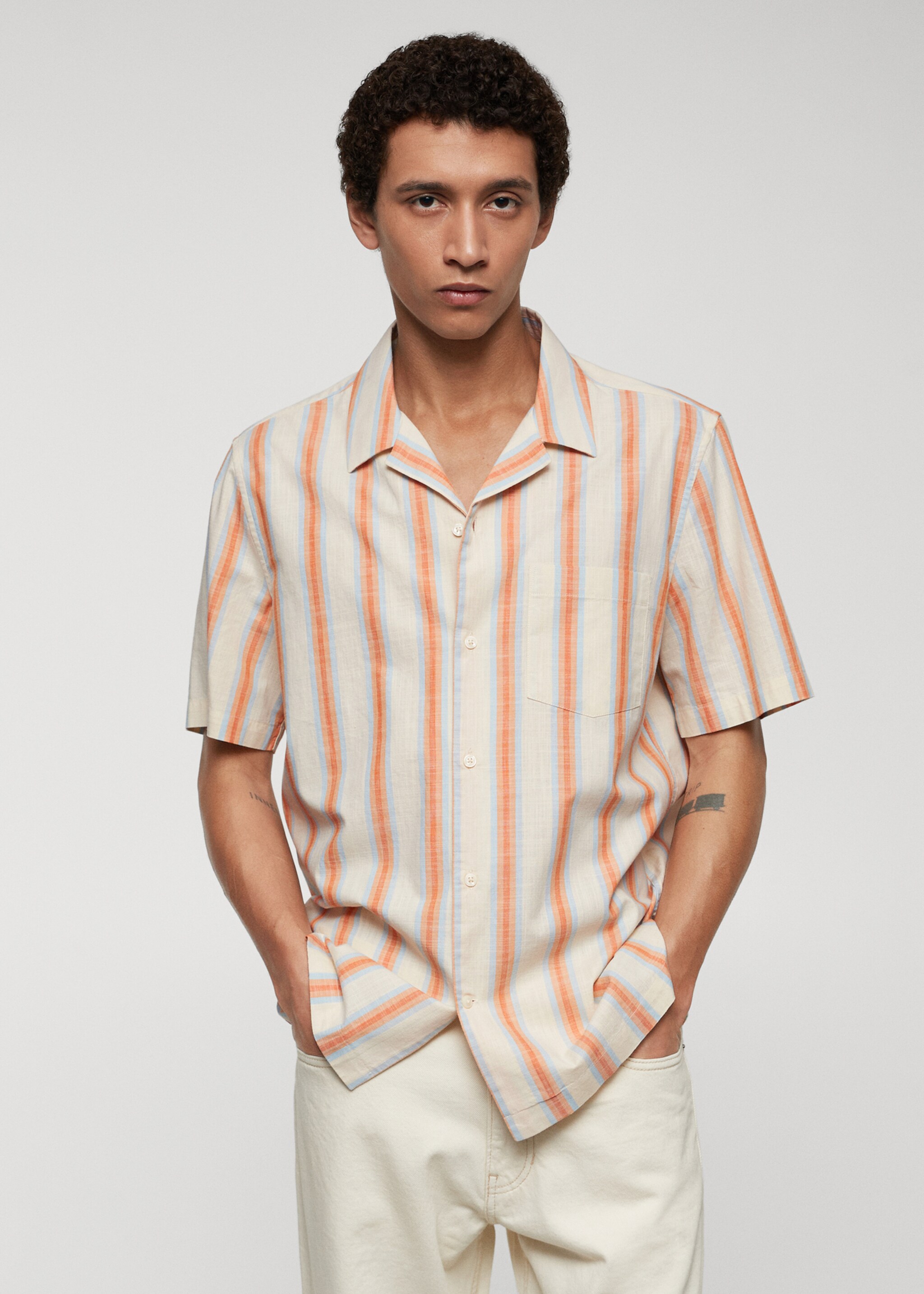 Regular fit striped print shirt - Medium plane