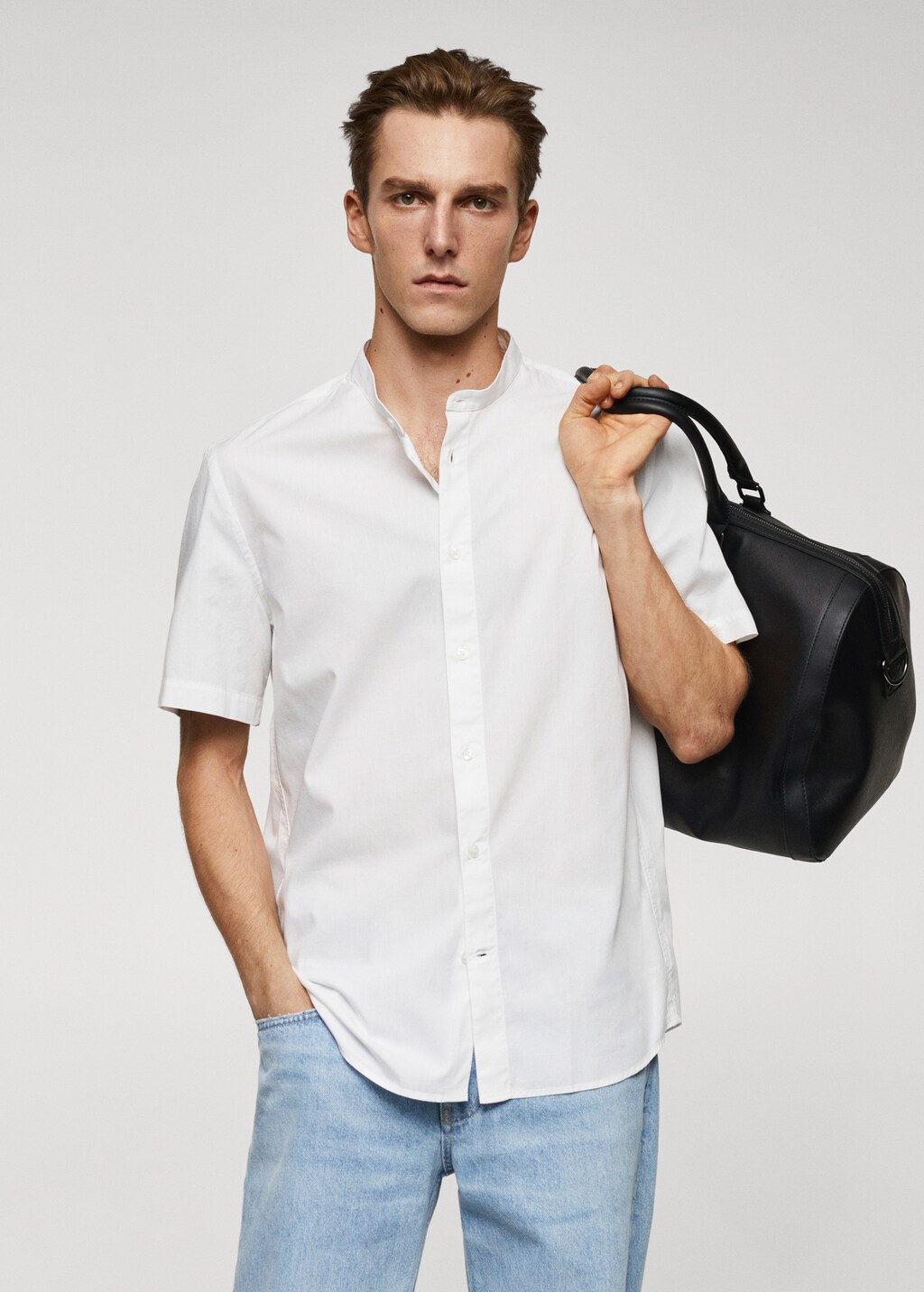 Classic-fit mandarin-collar shirt - Man | MANGO USA