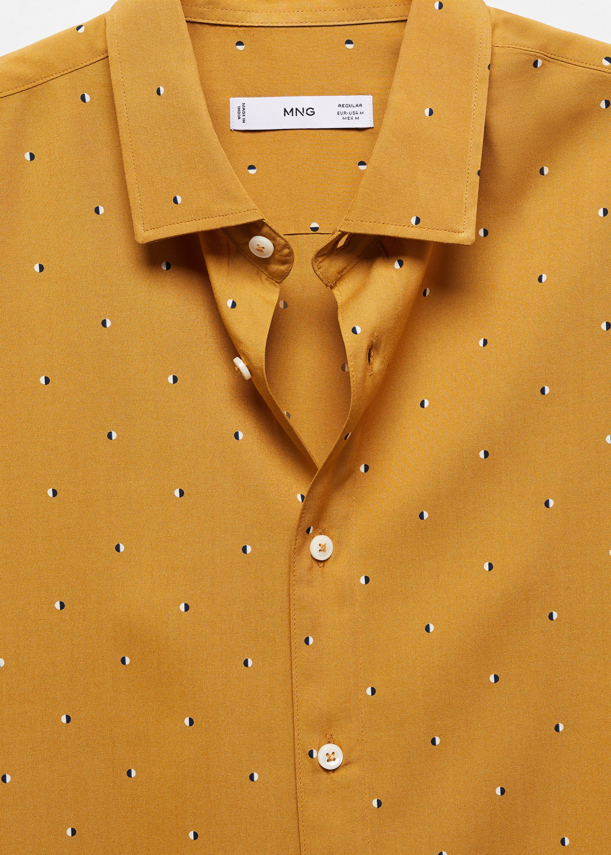 Camisa manga corta mircoestampado - Detalle del artículo 8, Beige. Ref: 67010457-00.