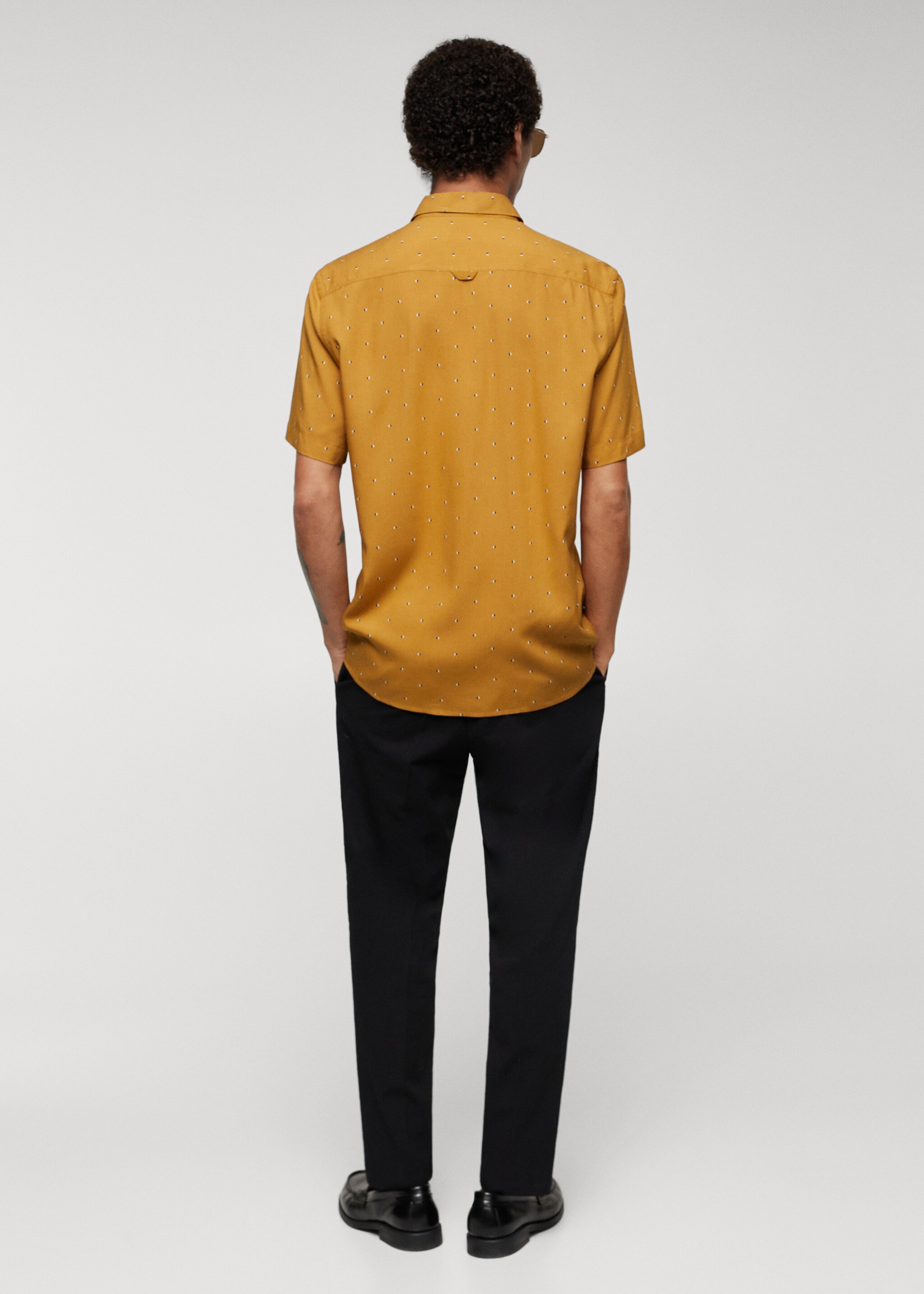 Camisa manga corta mircoestampado - Reverso del artículo, Beige. Ref: 67010457-00.