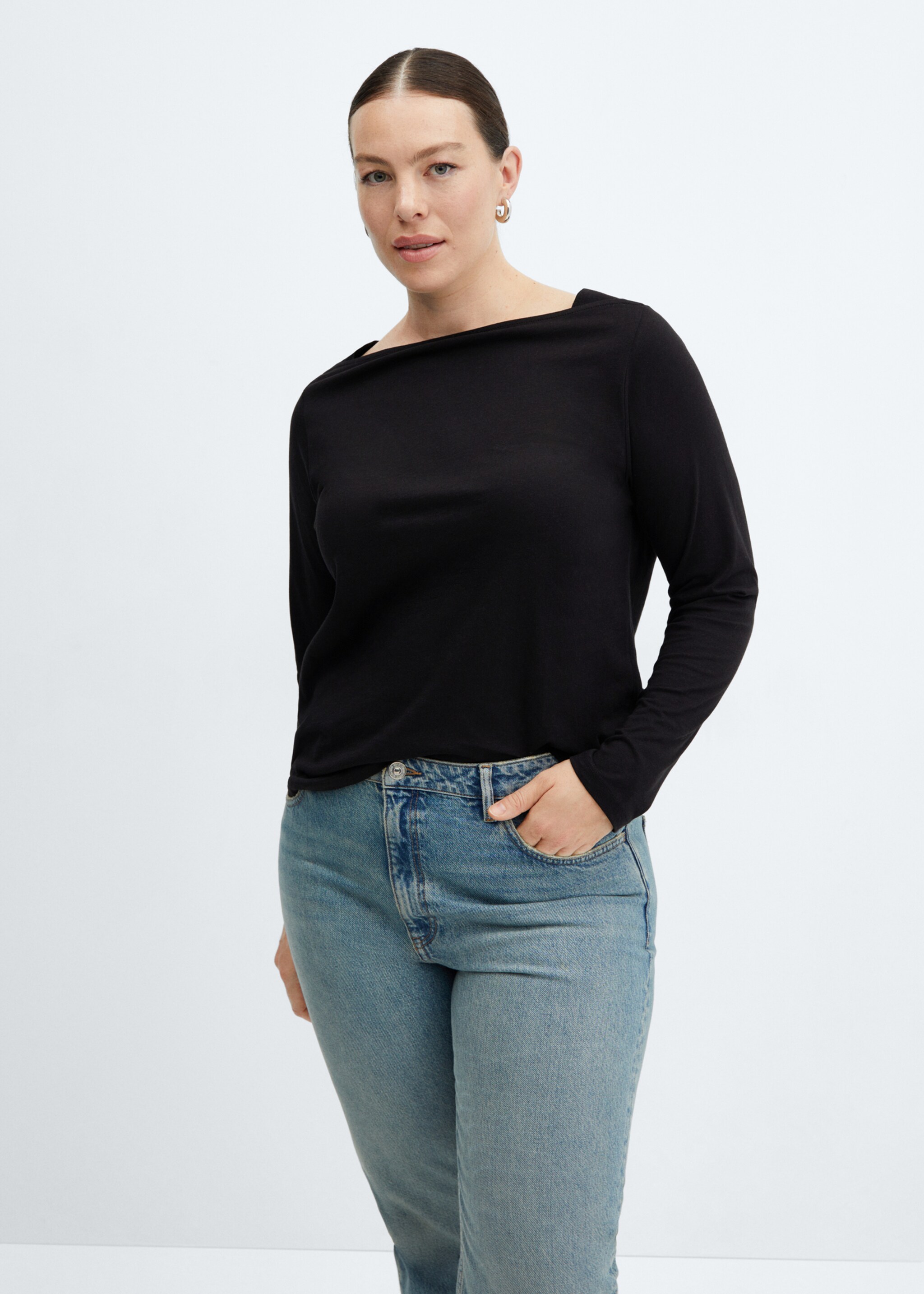 Cotton boat neck t-shirt - Details of the article 5