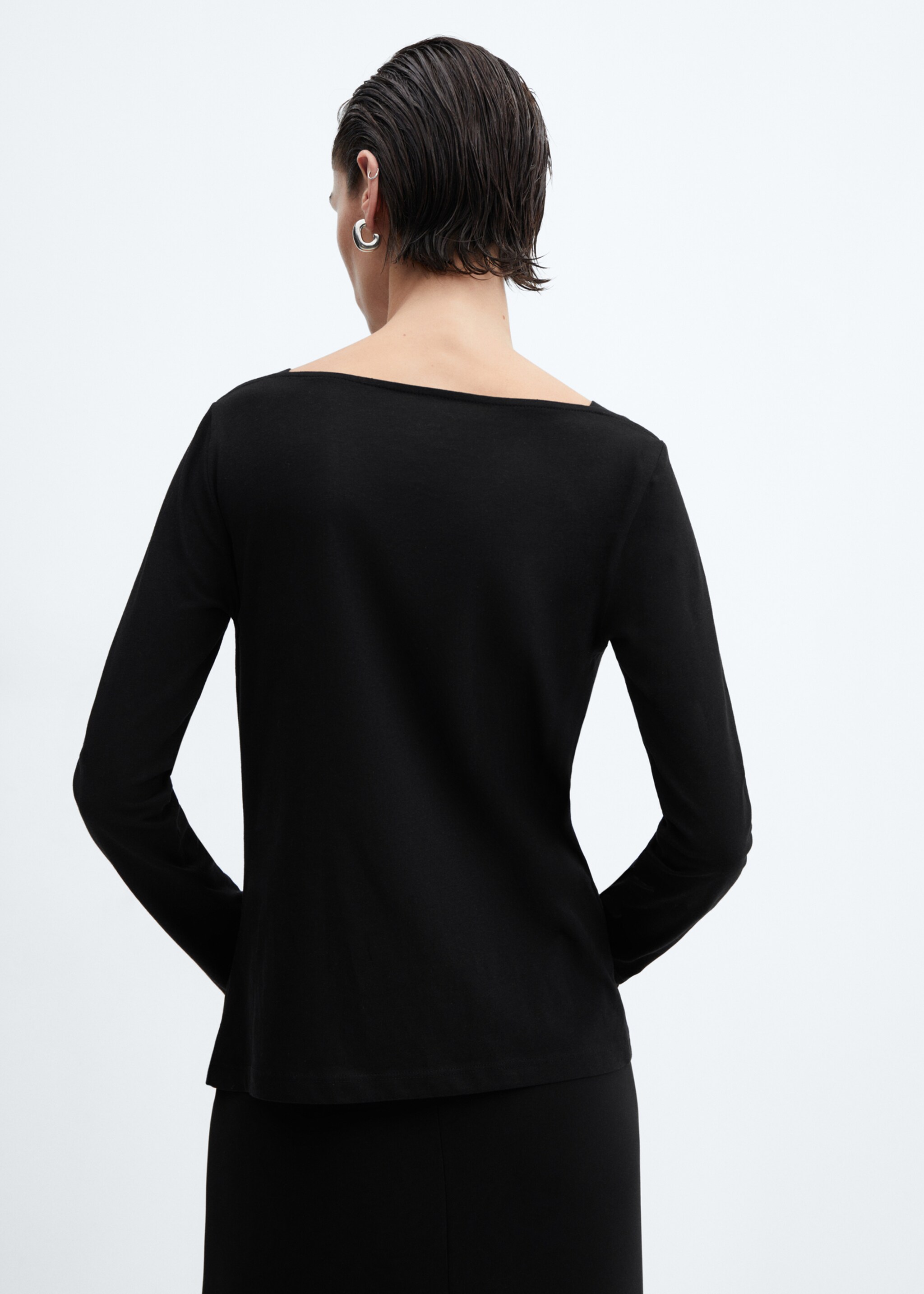 Cotton boat neck t-shirt - Reverse of the article