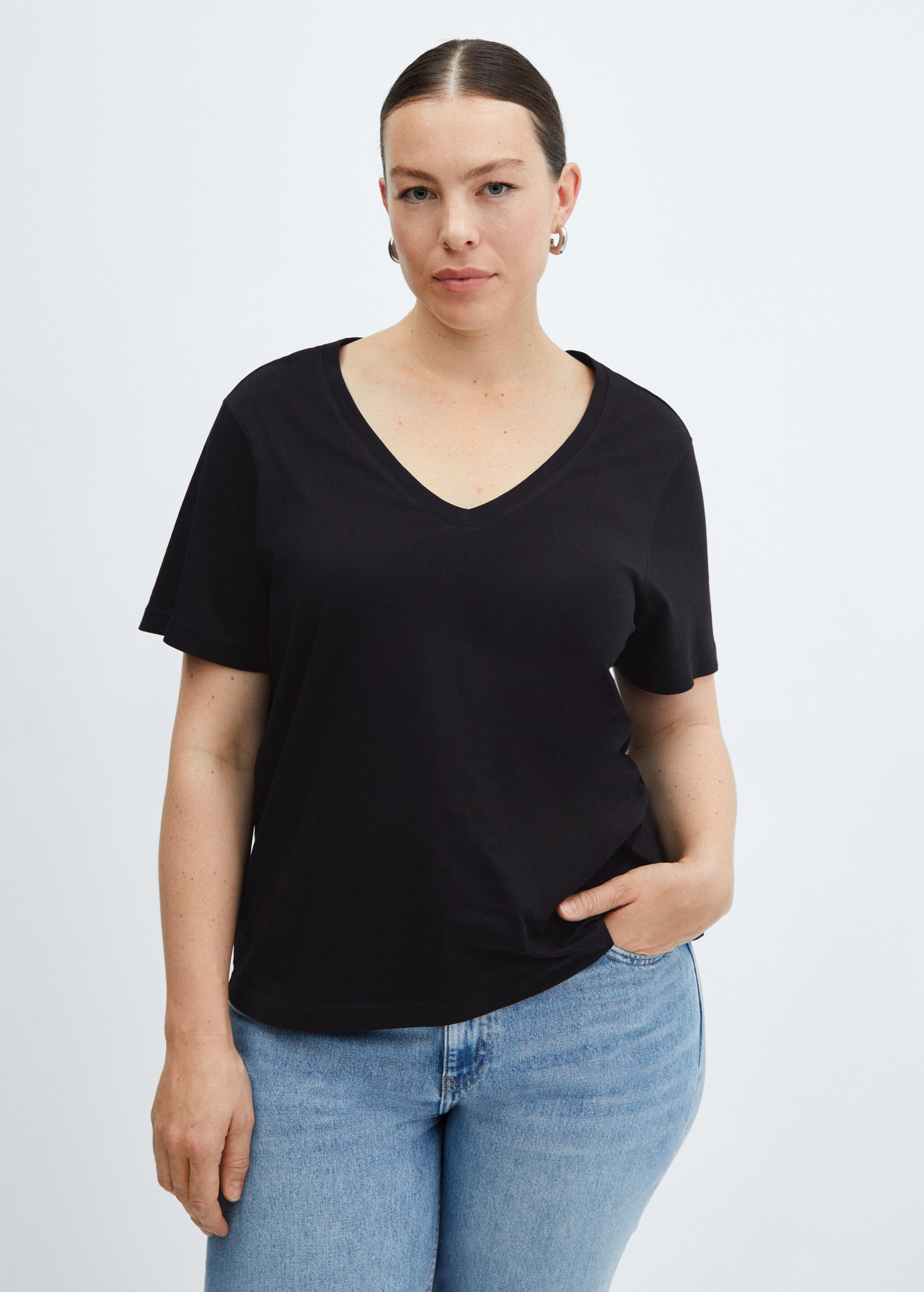 Camiseta cuello pico 100% algodón - Detalle del artículo 5